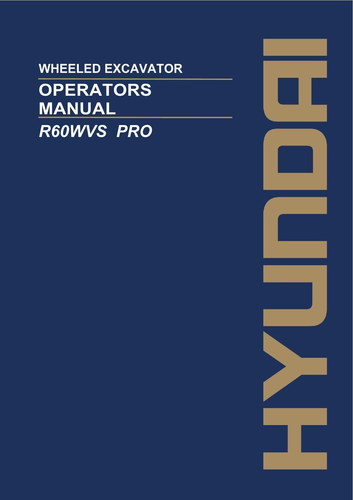 Manual de mantenimiento del operador de la excavadora de ruedas Hyundai R60WVS PRO