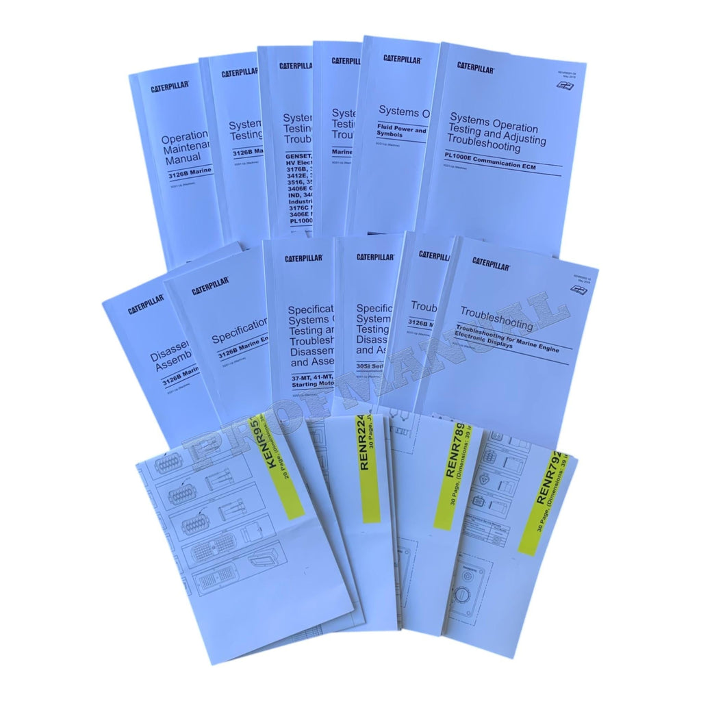 Manual de servicio completo del motor marino Caterpillar 3126B 16 libros *Enviar número de serie