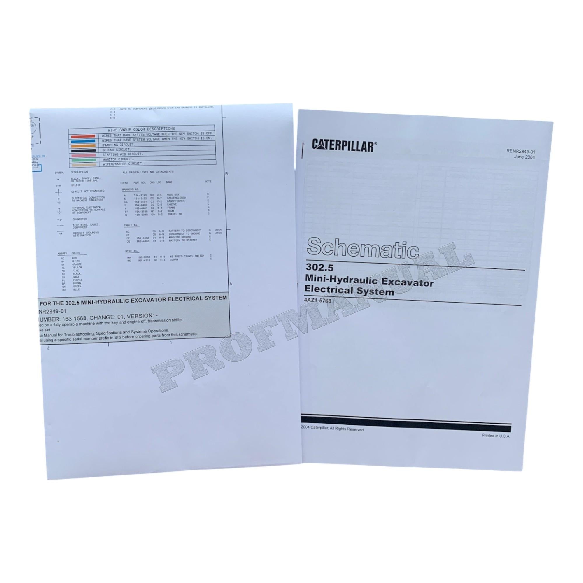 Manual de servicio del sistema eléctrico de la excavadora Caterpillar 302.5 (4AZ1-5768)