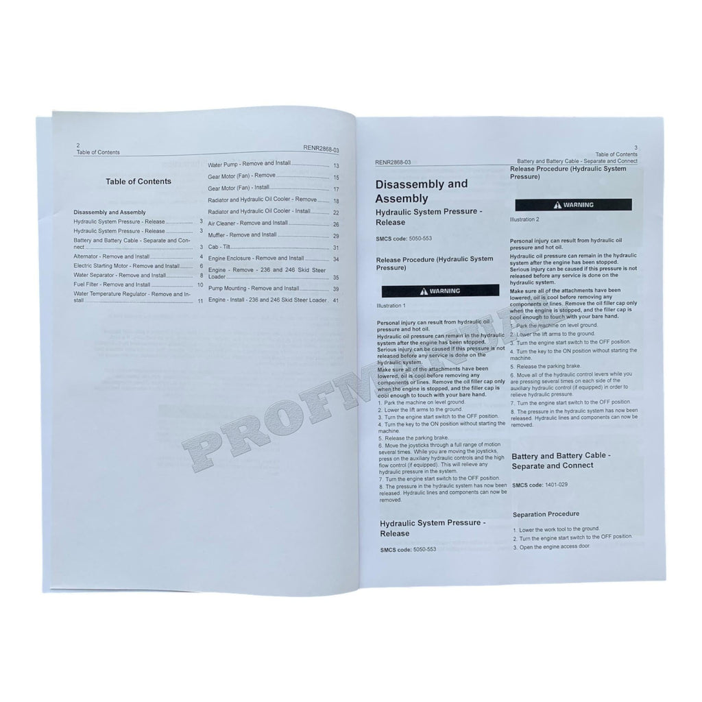 Manual de servicio del motor Caterpillar 3034 para minicargadoras 236, 246, 248, 252 y 262 *Enviar número de serie