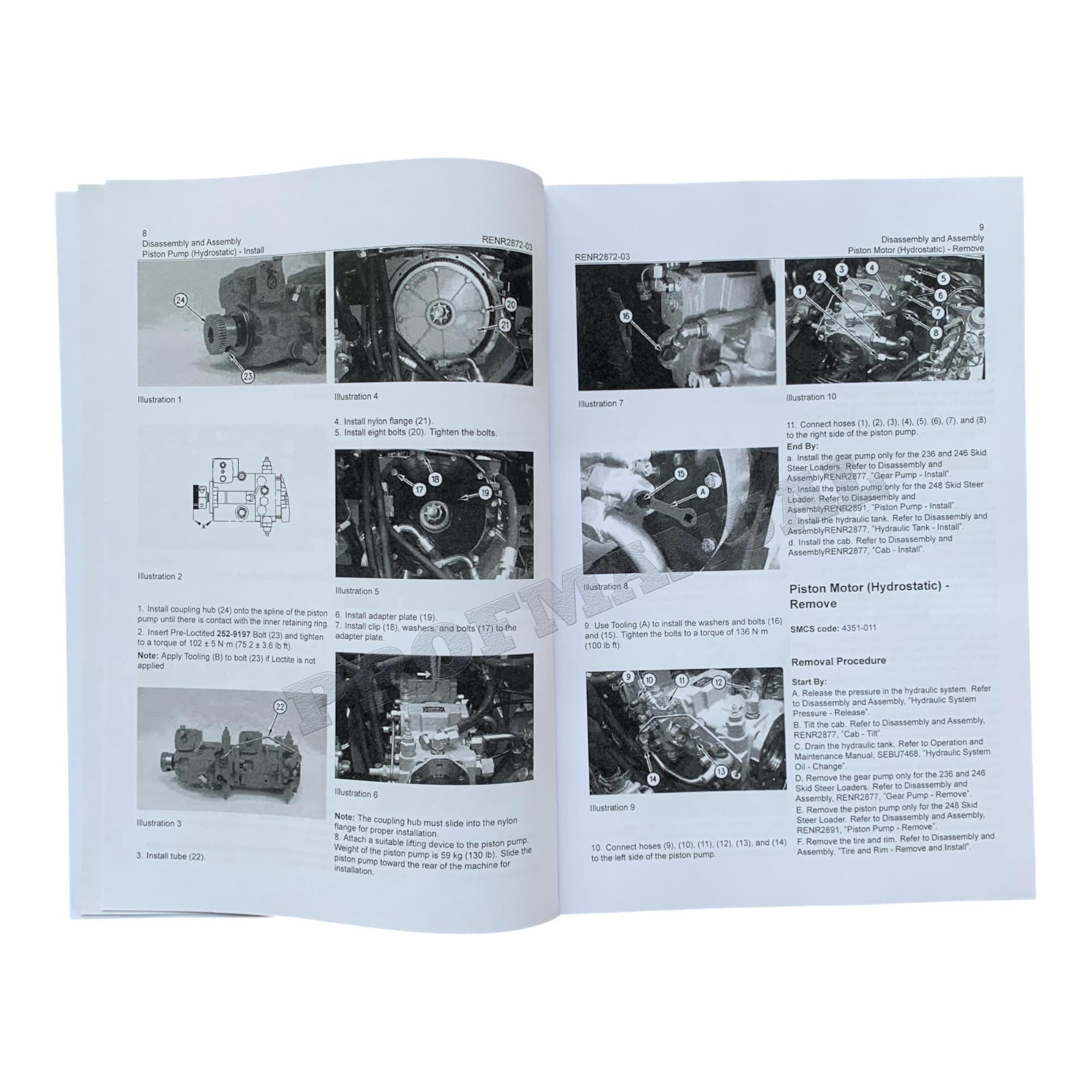 Caterpillar 236 246 248 Skid Steer Loader Power Train Service Manual DisassAssem