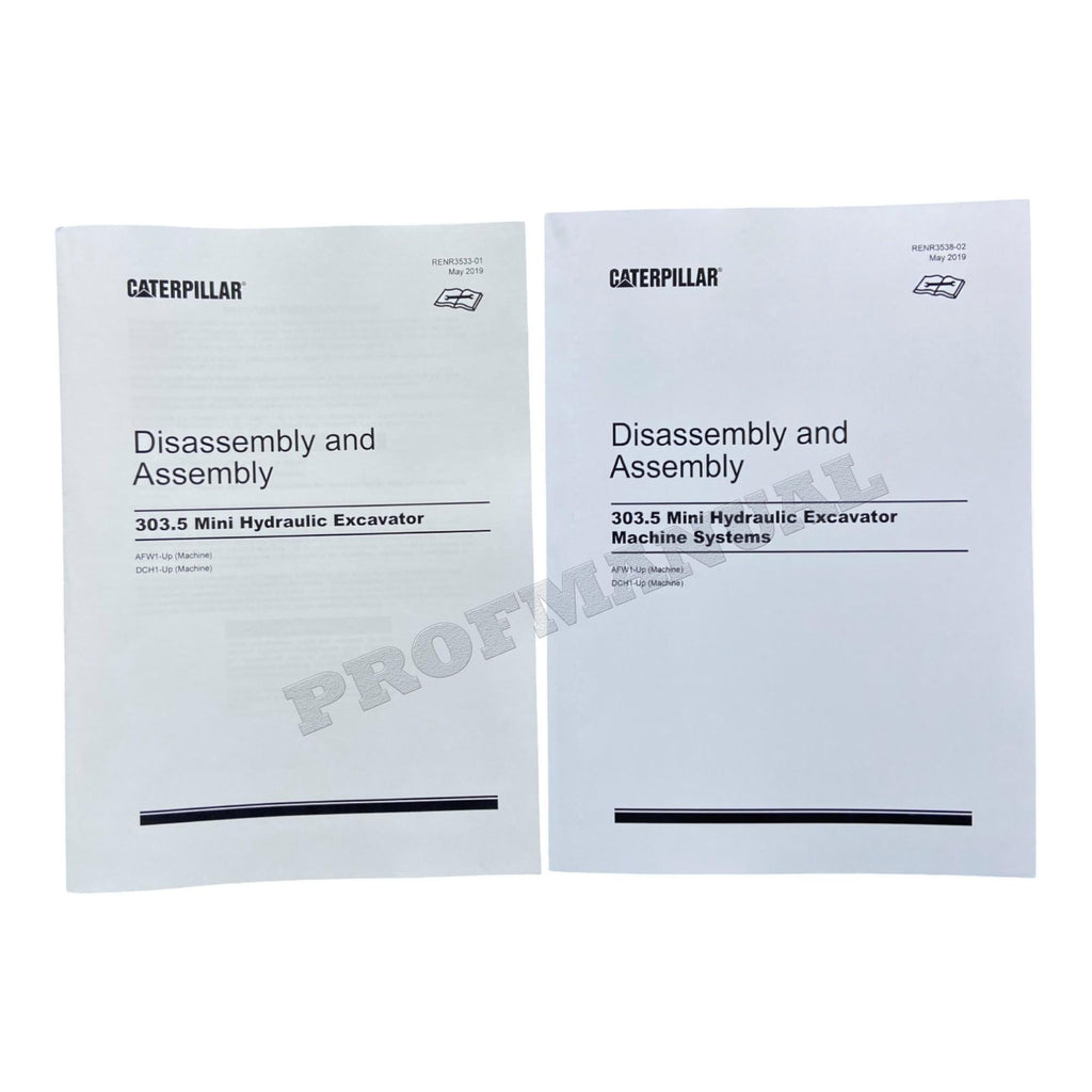 Caterpillar 303.5 Excavator Service Manual Disassem Assembly 2 books *Send serial #