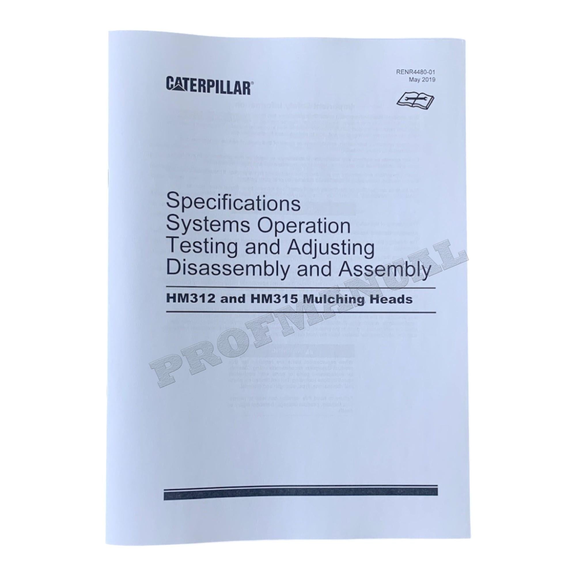 Manual de servicio completo del cabezal triturador Caterpillar HM315B *Enviar número de serie