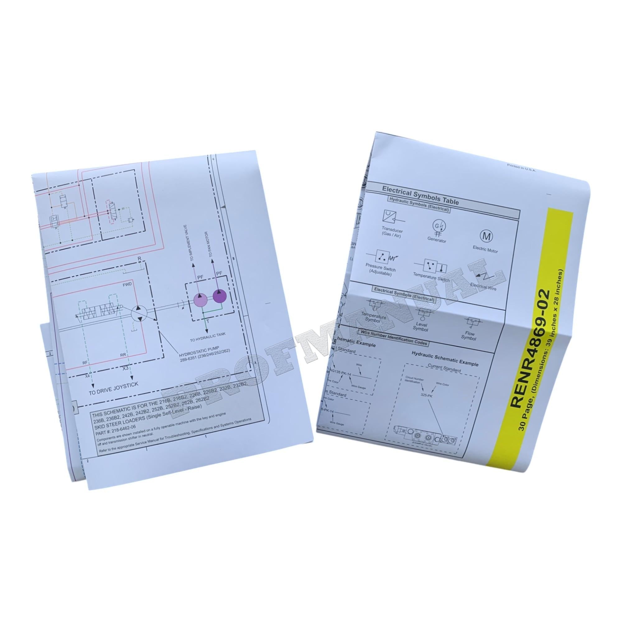 Manual de servicio esquemático hidráulico del cargador Caterpillar 232B2, 236B, 236B2, 242B y 242B2