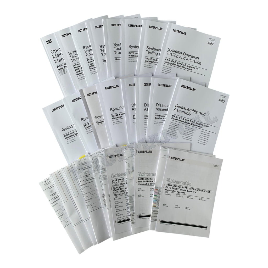 Manual de servicio completo del cargador multiterreno Caterpillar 247B 257B, 23 libros + 6 esquemas