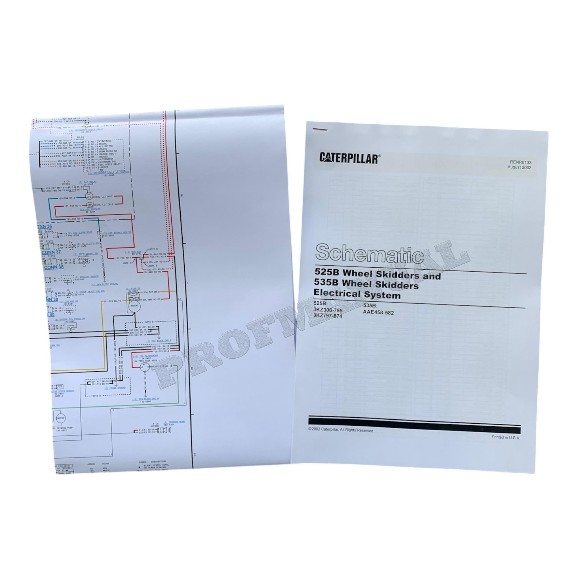 Caterpillar 525B 535B WHEEL SKIDDER Full Service Manual *Send serial number