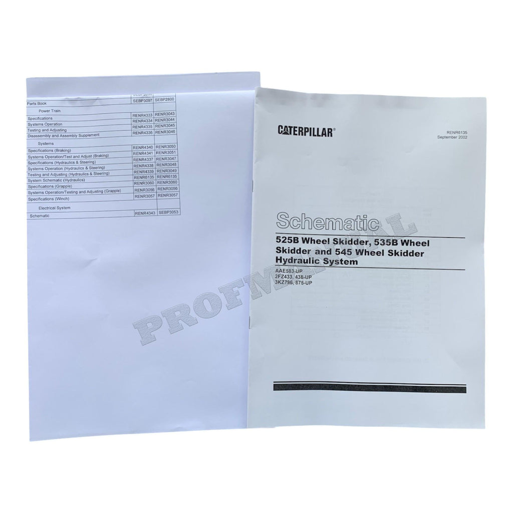 Caterpillar 525B 535B WHEEL SKIDDER Full Service Manual *Send serial number