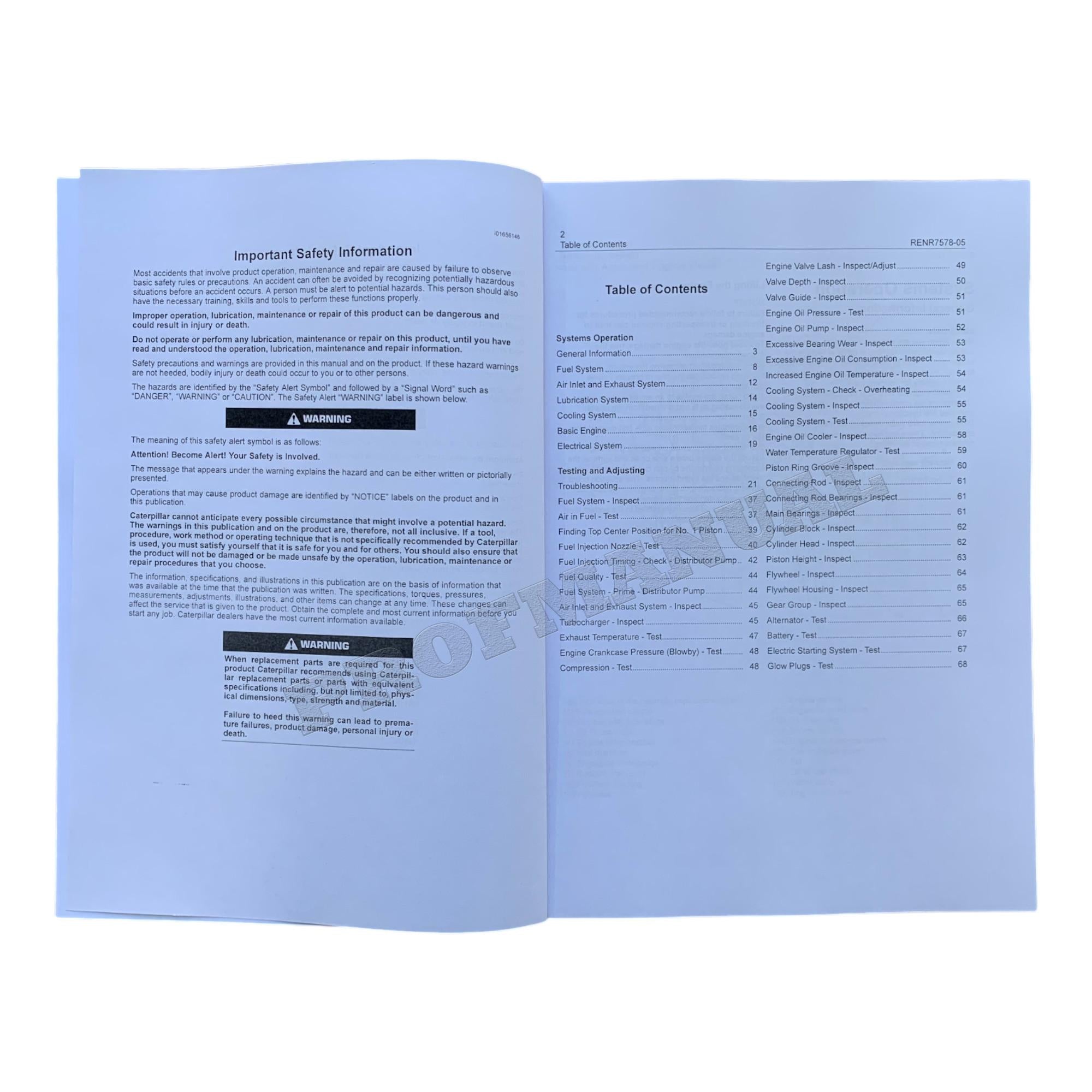 Caterpillar 267B 277B 287B Loader 3044C Engine Test Adjust Assembly 4 books *Send Ser Numb