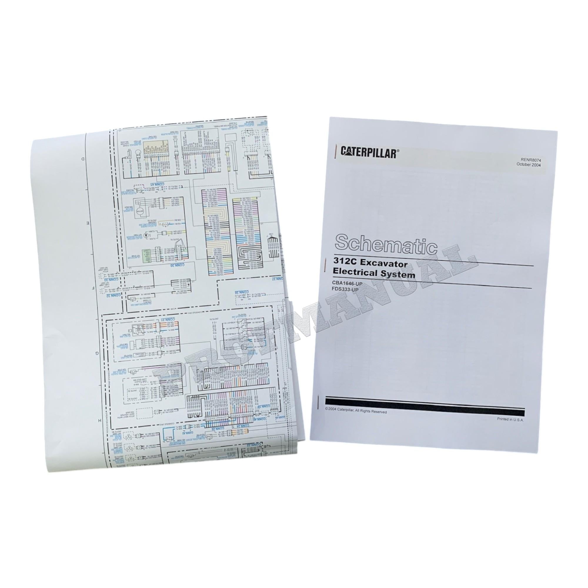 Manual de servicio del esquema eléctrico de la excavadora Caterpillar 312C RENR8074