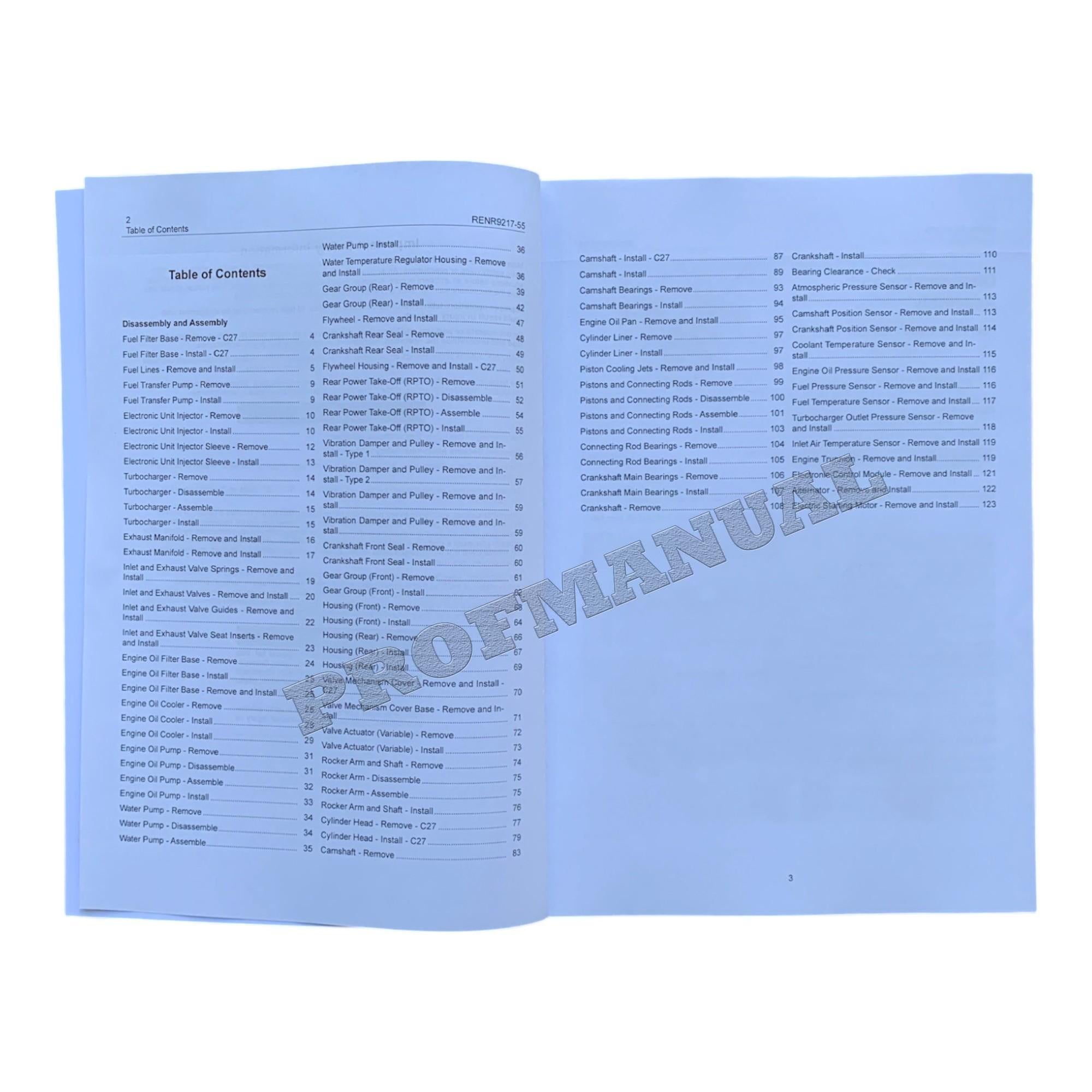 Caterpillar CAT C27 C32 ENGINE Built Machine Manual Disassembly Assembly