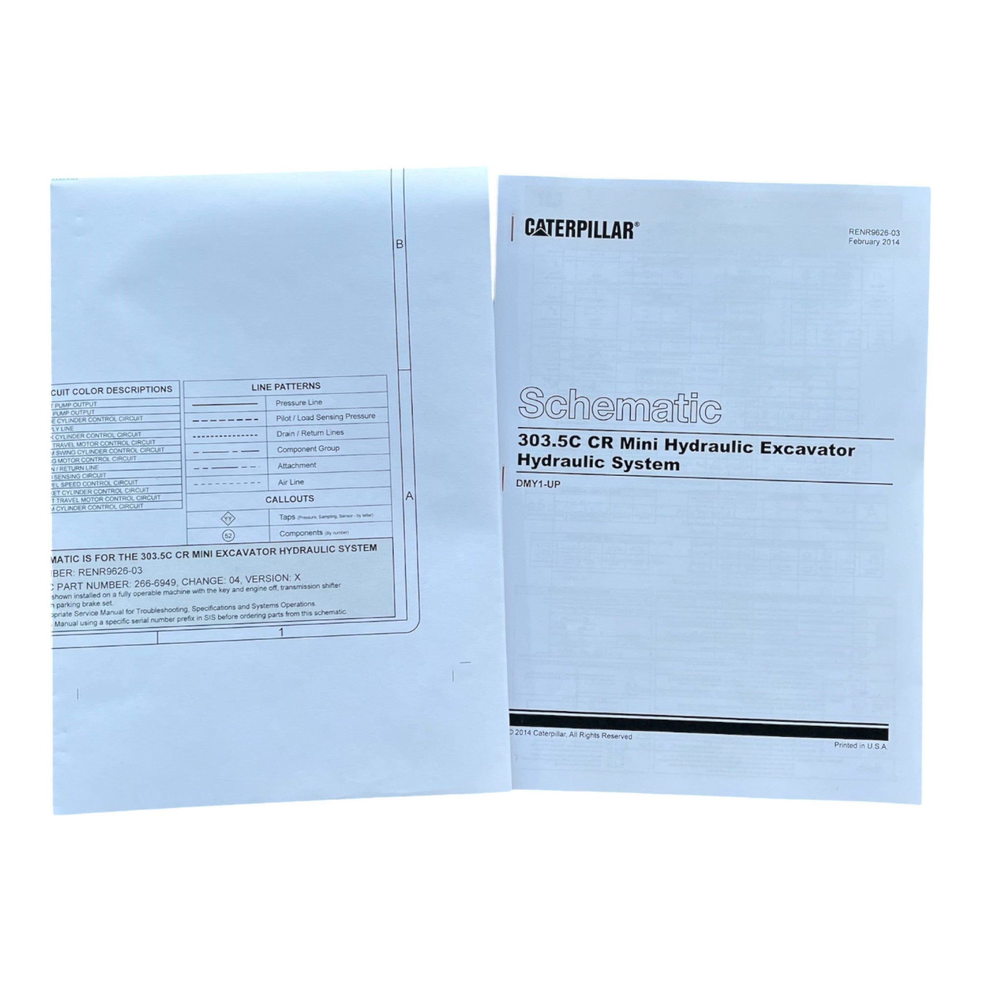 Manual de servicio esquemático del sistema hidráulico de la miniexcavadora Caterpillar 303.5C CR