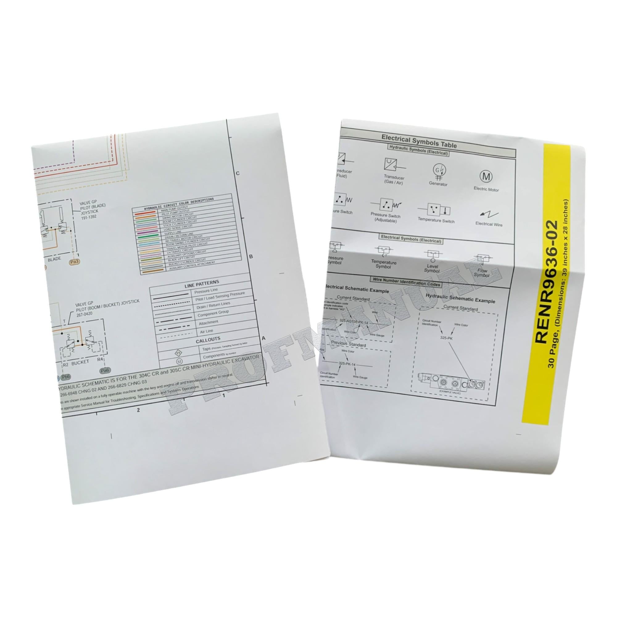 Manual de servicio esquemático del sistema hidráulico de la excavadora Caterpillar 304C 305C CR