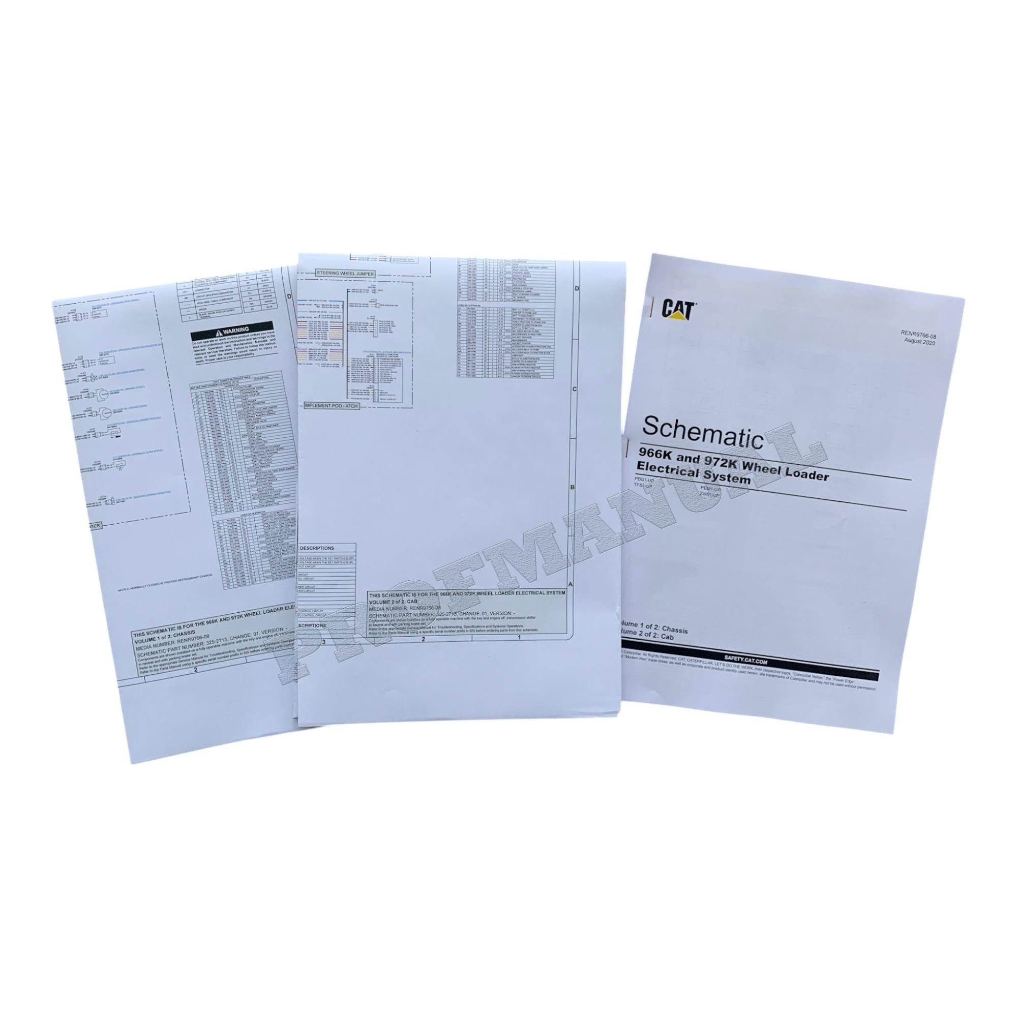 Manual de servicio esquemático del sistema eléctrico de la cargadora de ruedas Caterpillar 966K 972K