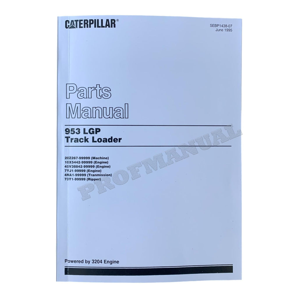 Caterpillar Cat 953 LGP Track Loader Parts Catalog Manual