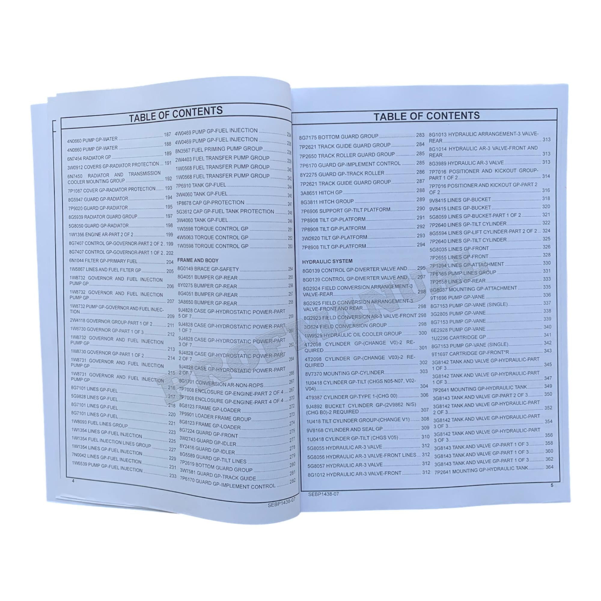 Caterpillar Cat 953 LGP Track Loader Parts Catalog Manual