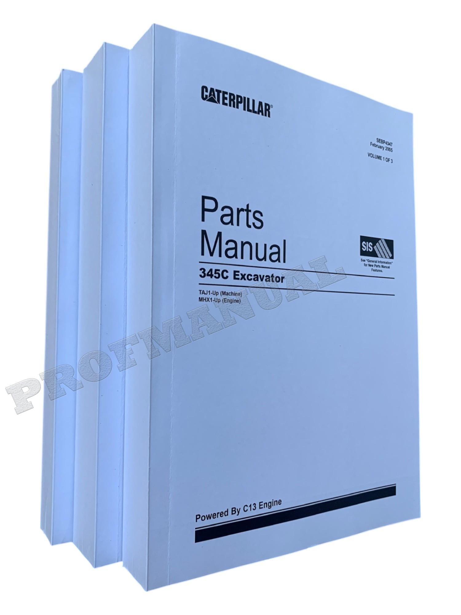 Caterpillar Cat 345C Excavator Parts Catalog Manual