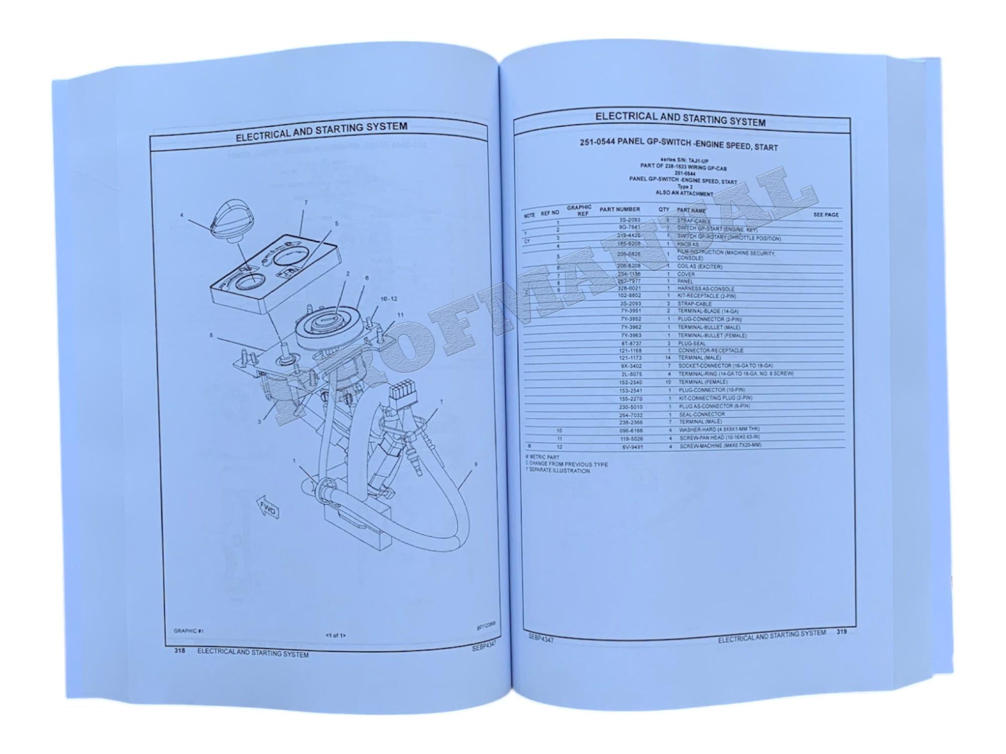 Caterpillar Cat 345C Excavator Parts Catalog Manual
