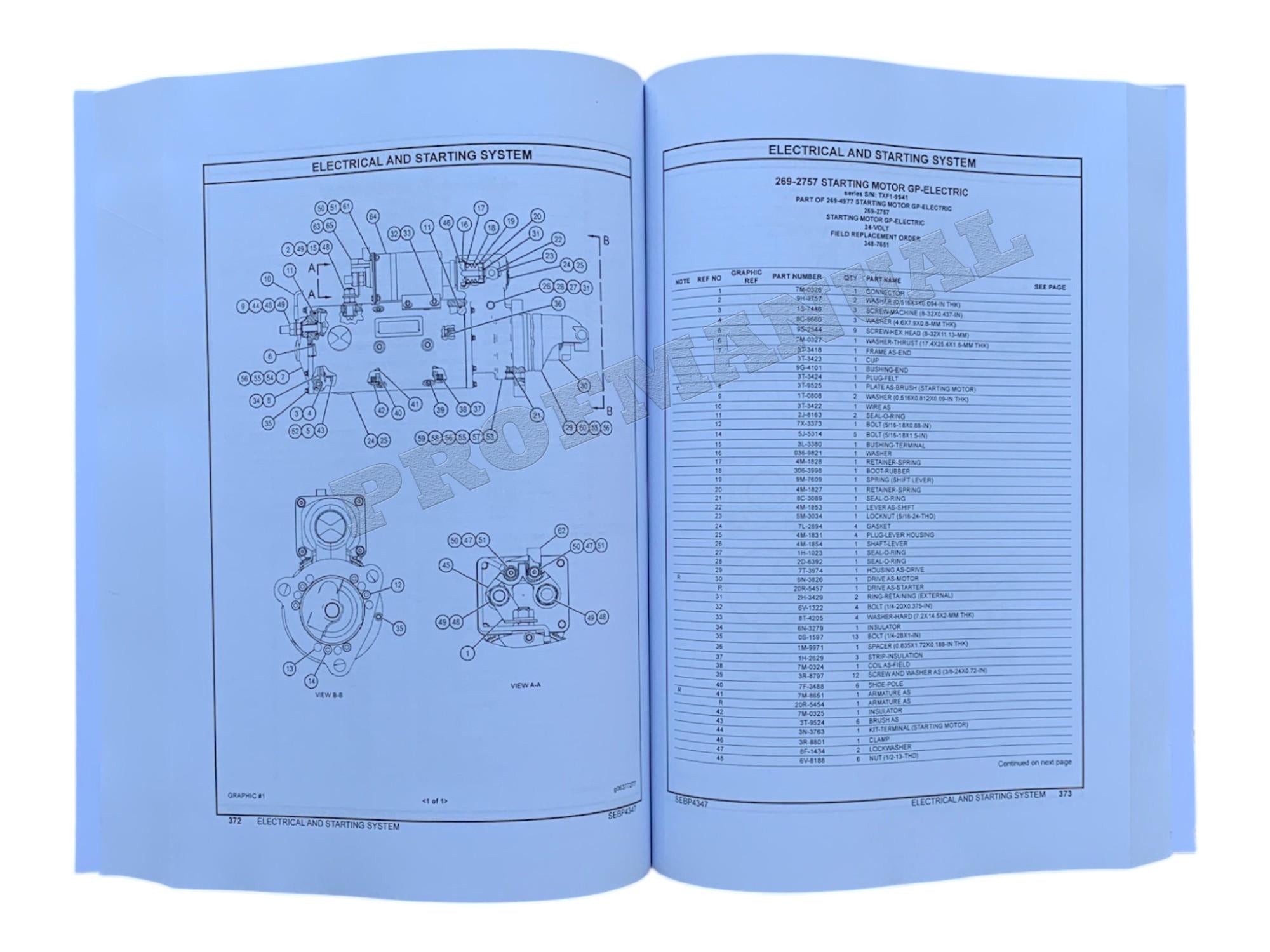 Caterpillar Cat 345C Excavator Parts Catalog Manual