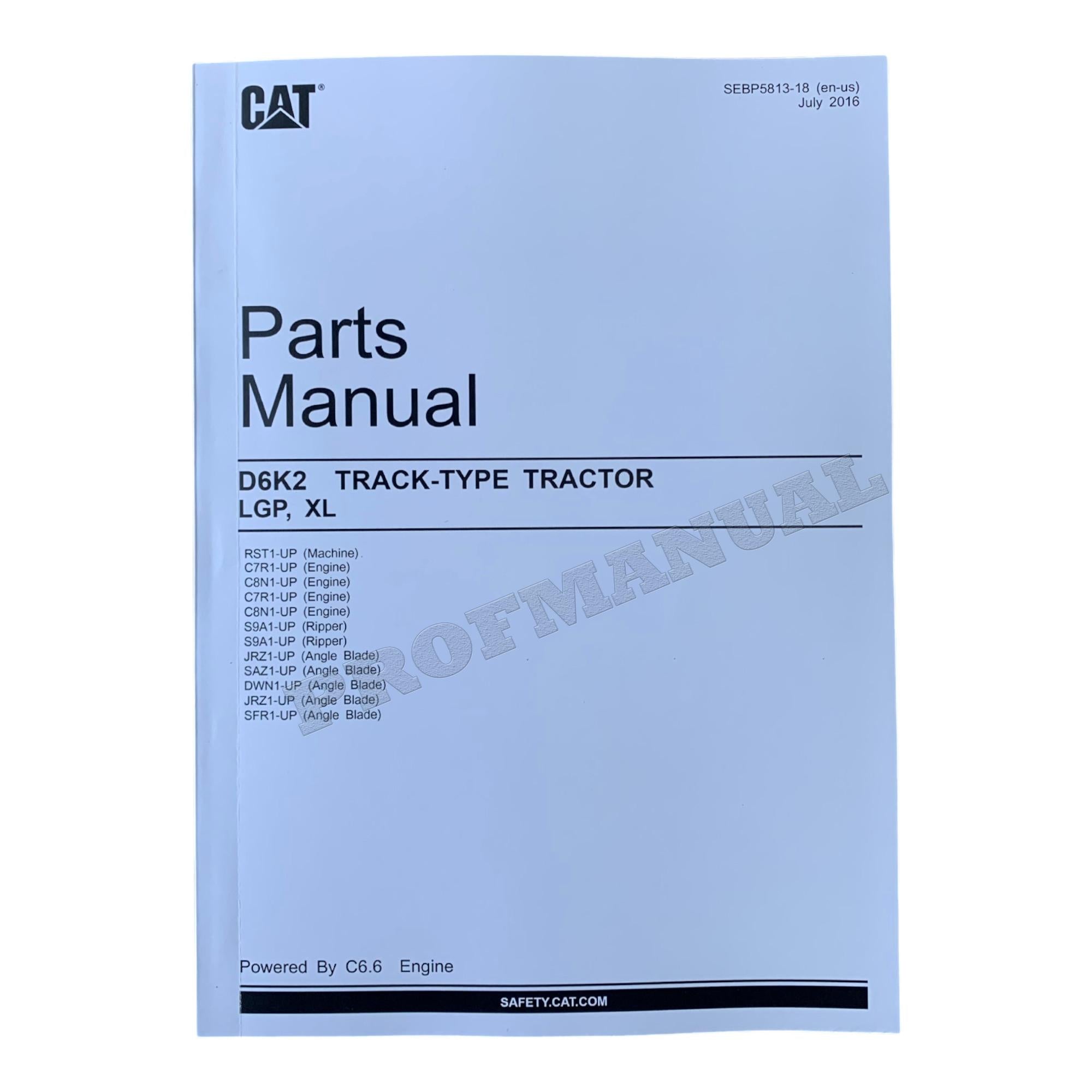 Catálogo de piezas del tractor de cadenas Caterpillar D6K2 Manual SEBP5813