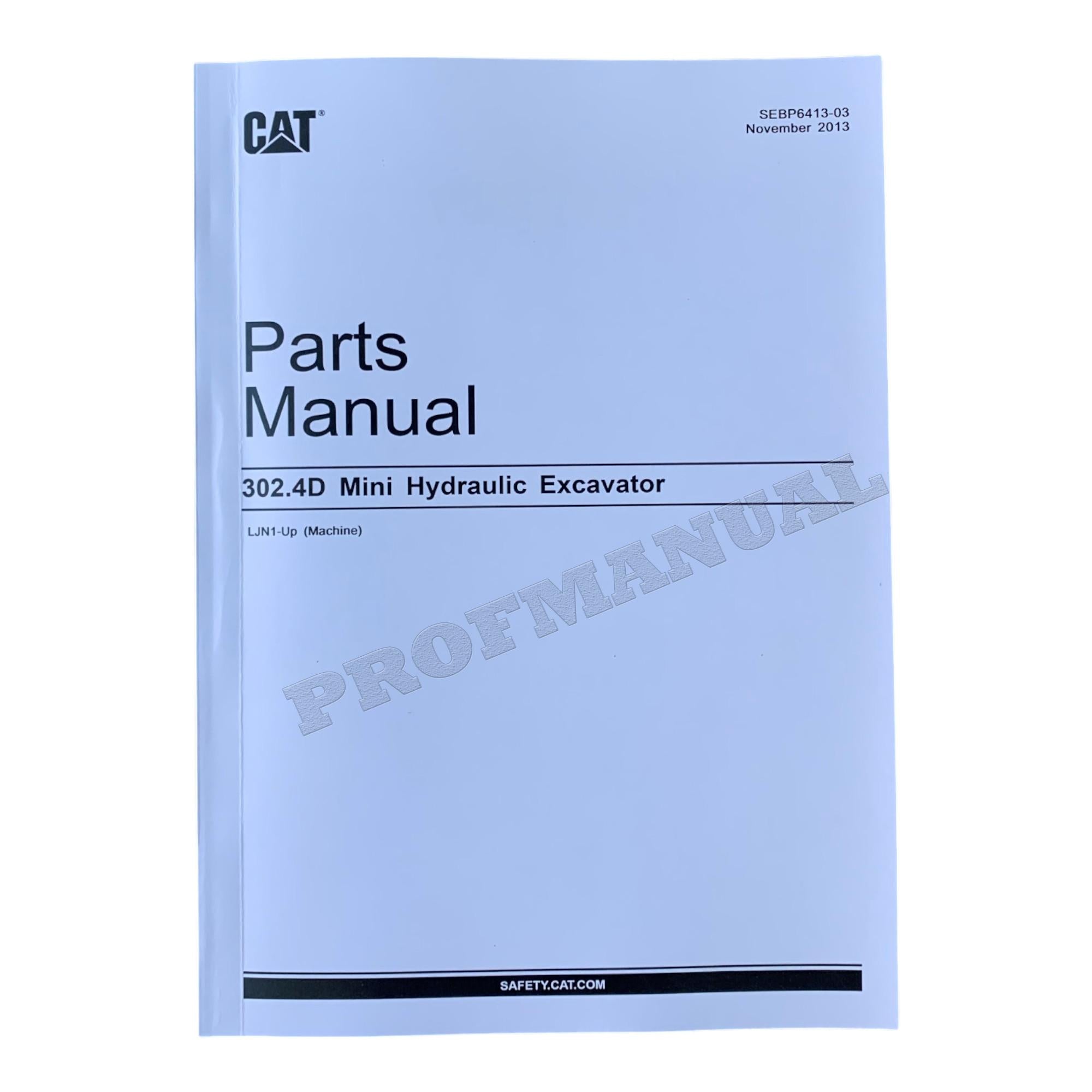 Caterpillar Cat 302.4D Mini Hydraulic Excavator Parts Catalog Manual ser LJN