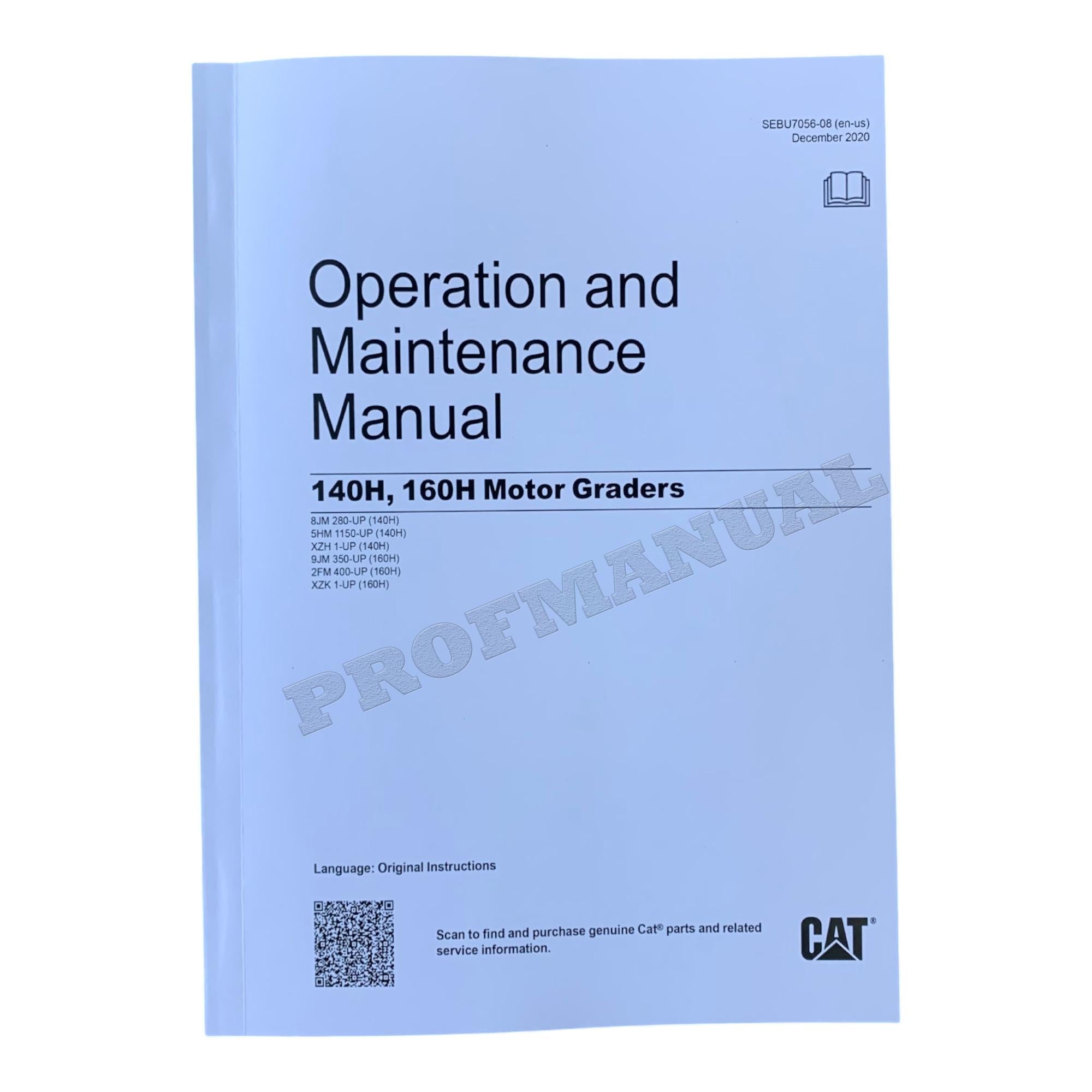 Manual de mantenimiento del operador de motoniveladoras Caterpillar 140H y 160H SEBU7056