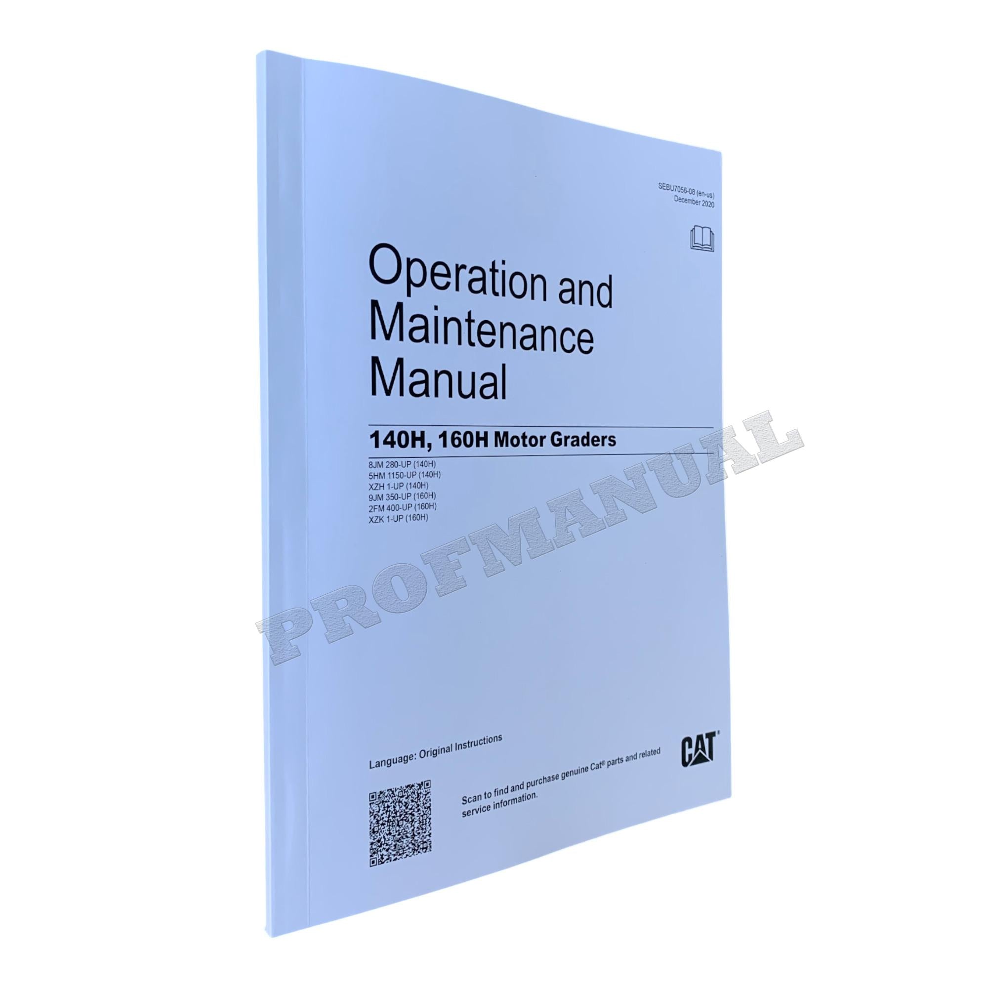 Manual de mantenimiento del operador de motoniveladoras Caterpillar 140H y 160H SEBU7056