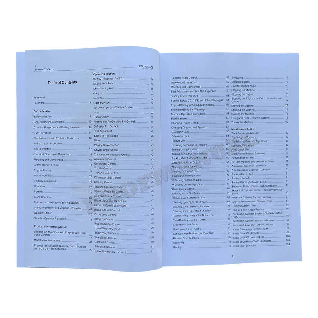 Manual de mantenimiento del operador de motoniveladoras Caterpillar 140H y 160H SEBU7056