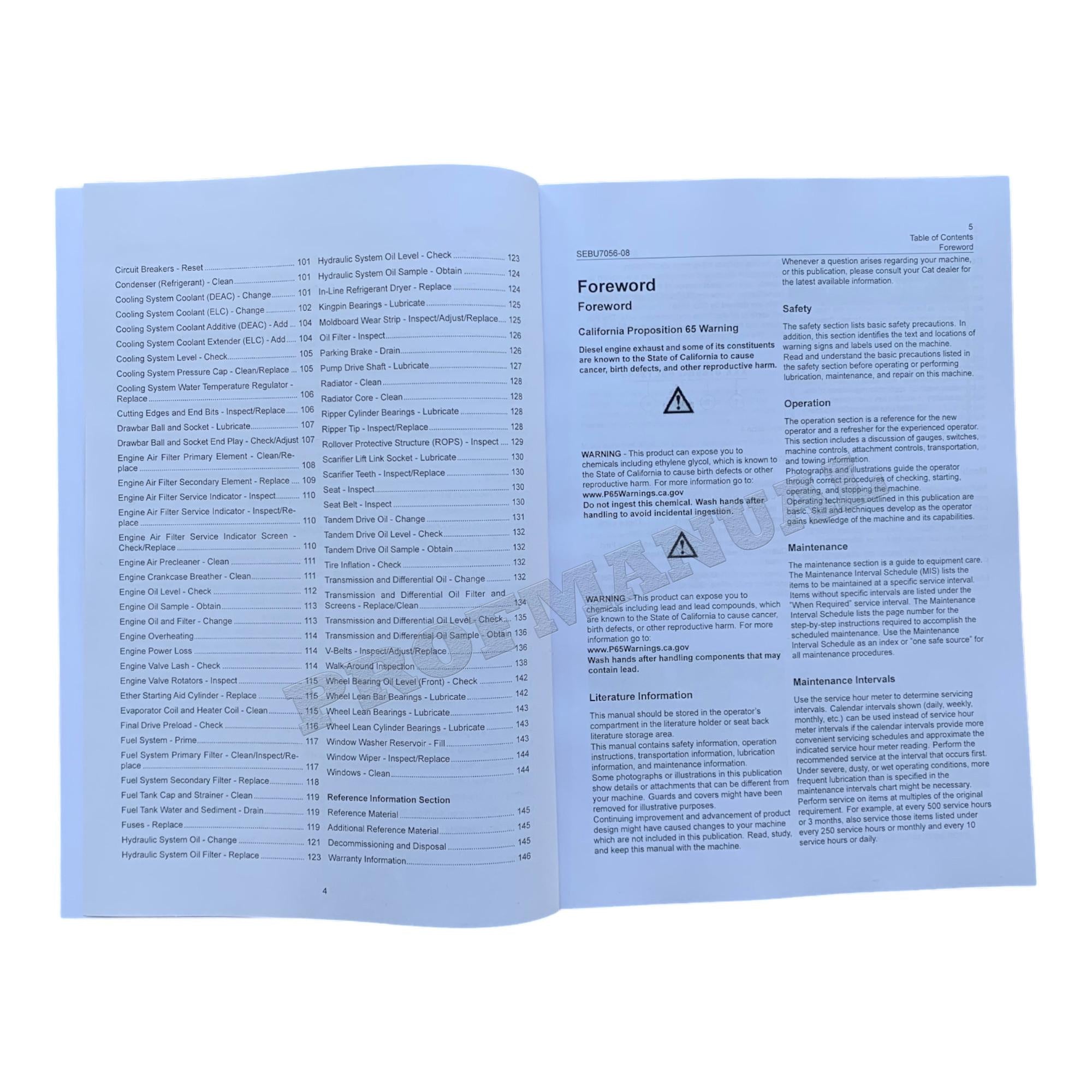 Manual de mantenimiento del operador de motoniveladoras Caterpillar 140H y 160H SEBU7056