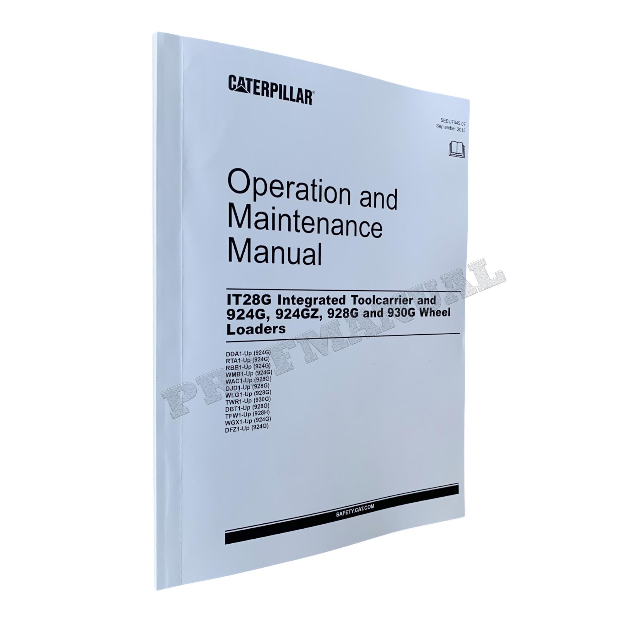 Caterpillar 924G 924GZ 928G 930G Wheel loader Operators Manual