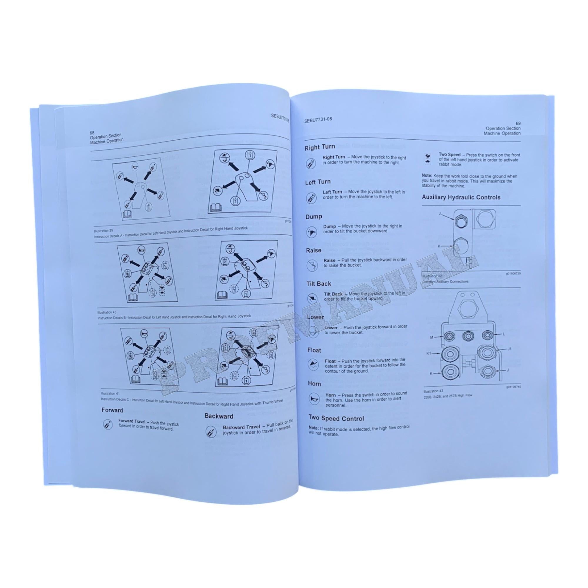 Caterpillar Cat 252B 262B 268B 248B Skid Steer Loader Operators Maintenance Manual +SUPPL