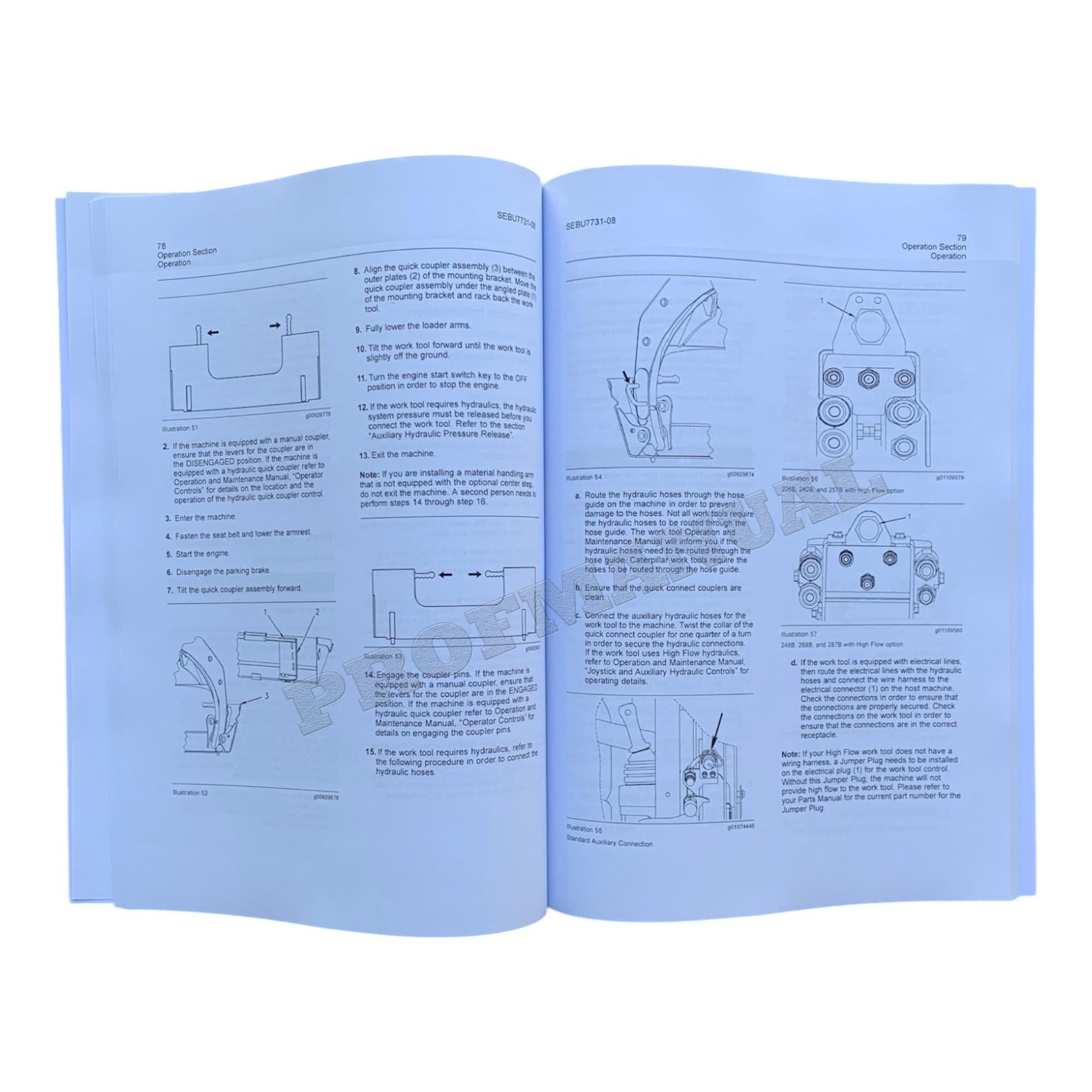 Caterpillar Cat 252B 262B 268B 248B Skid Steer Loader Operators Maintenance Manual +SUPPL