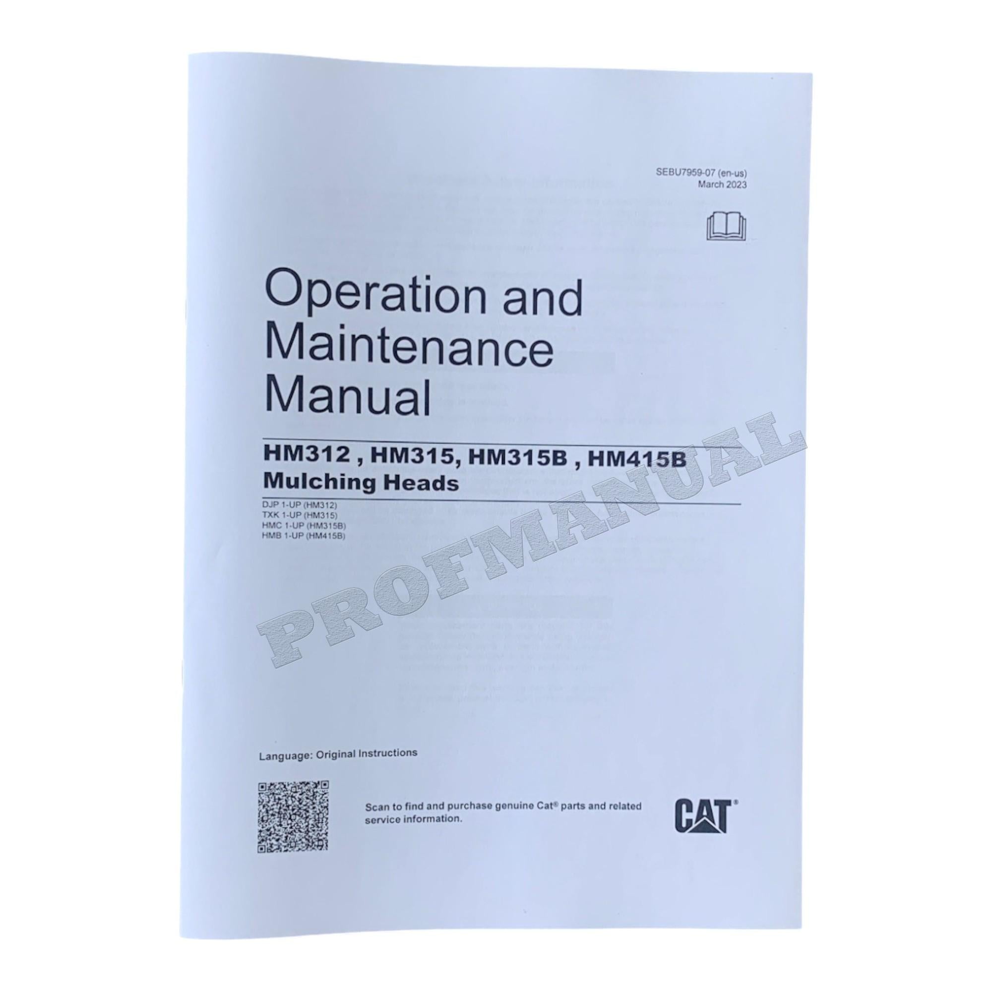 Manual de servicio completo del cabezal triturador Caterpillar HM315B *Enviar número de serie