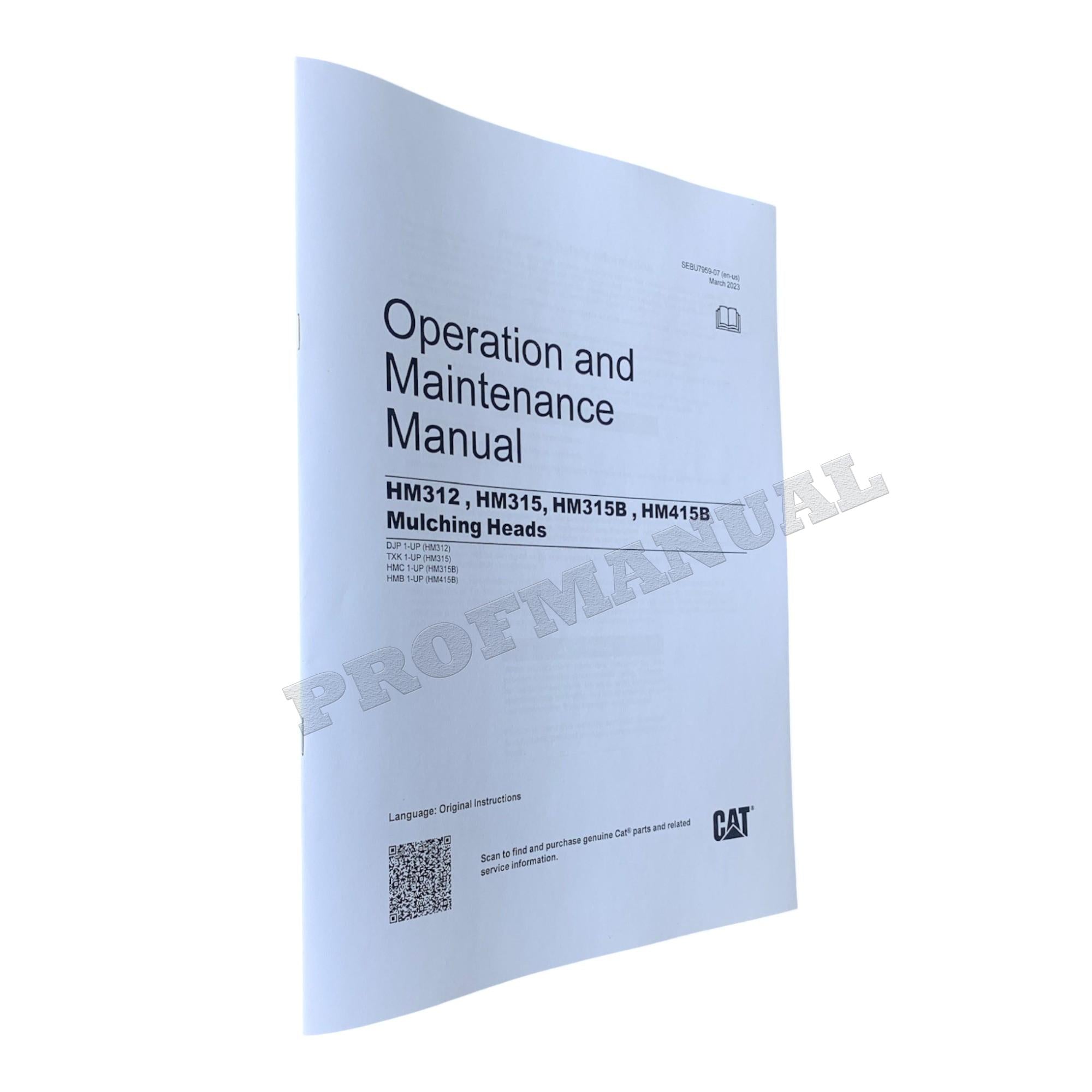 Manual de servicio completo del cabezal triturador Caterpillar HM315B *Enviar número de serie