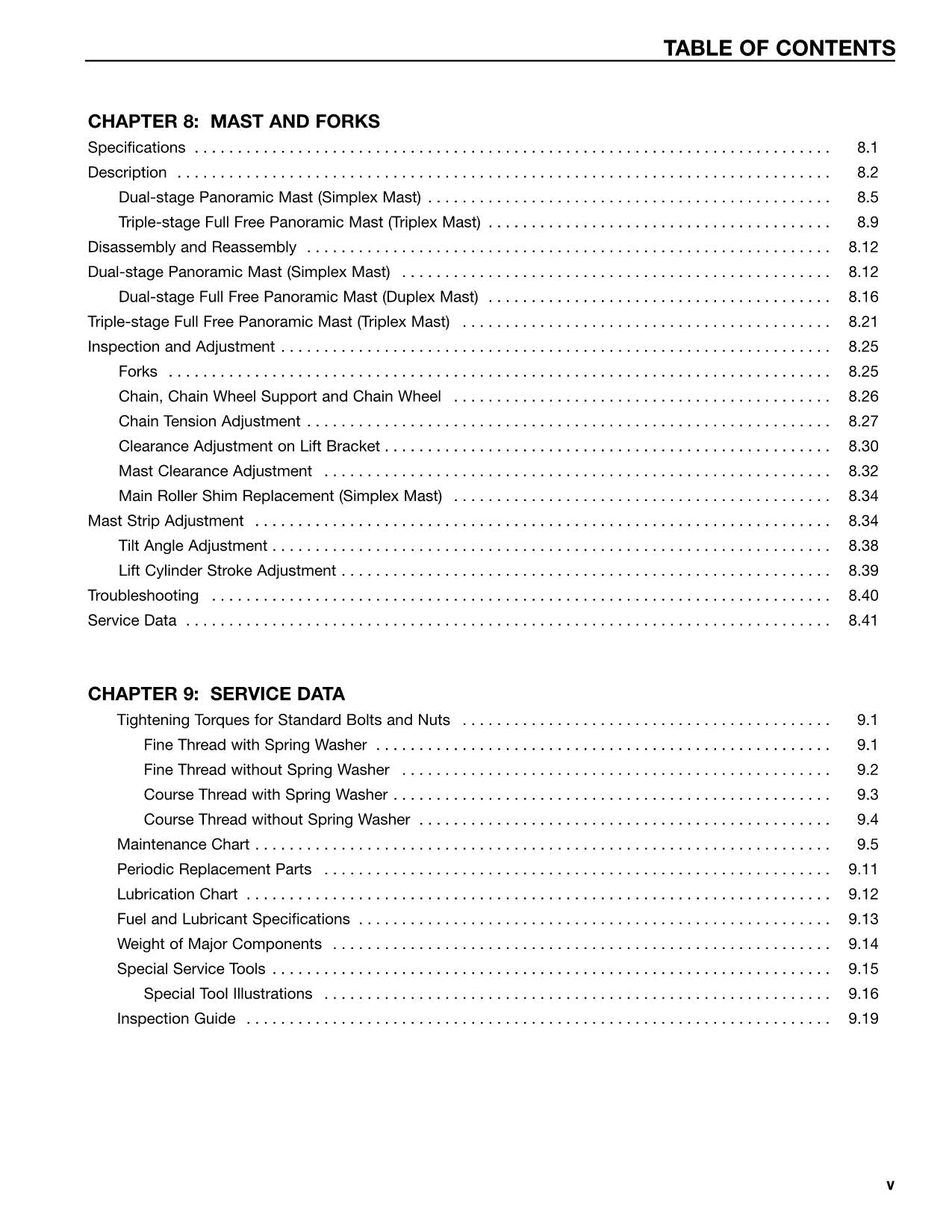 Manual de servicio del mástil del chasis de la carretilla elevadora Caterpillar EC35N EC40N EC45N EC55N