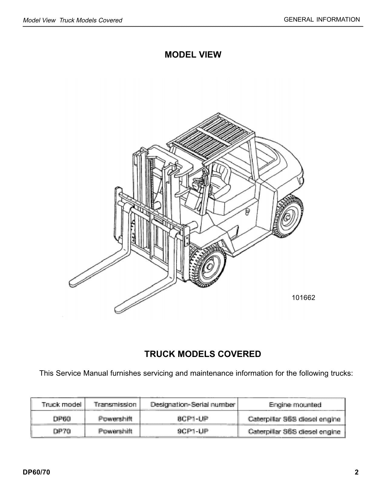 Manual de servicio del mástil del chasis de la carretilla elevadora Caterpillar DP60 DP70