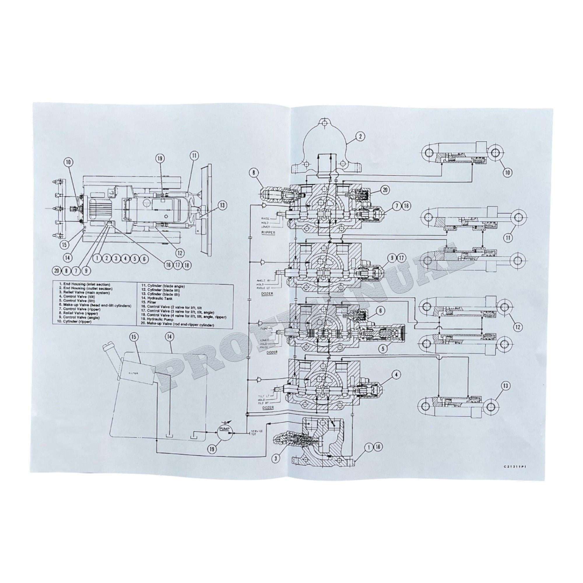 Manual de servicio esquemático del sistema hidráulico del tractor Caterpillar CAT D3C D4C