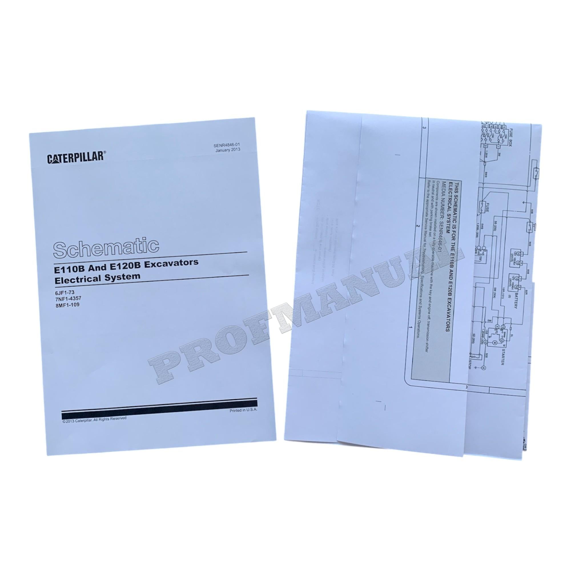 Caterpillar E110B E120B Excavator Electrical Schematic Service Manual SENR4846