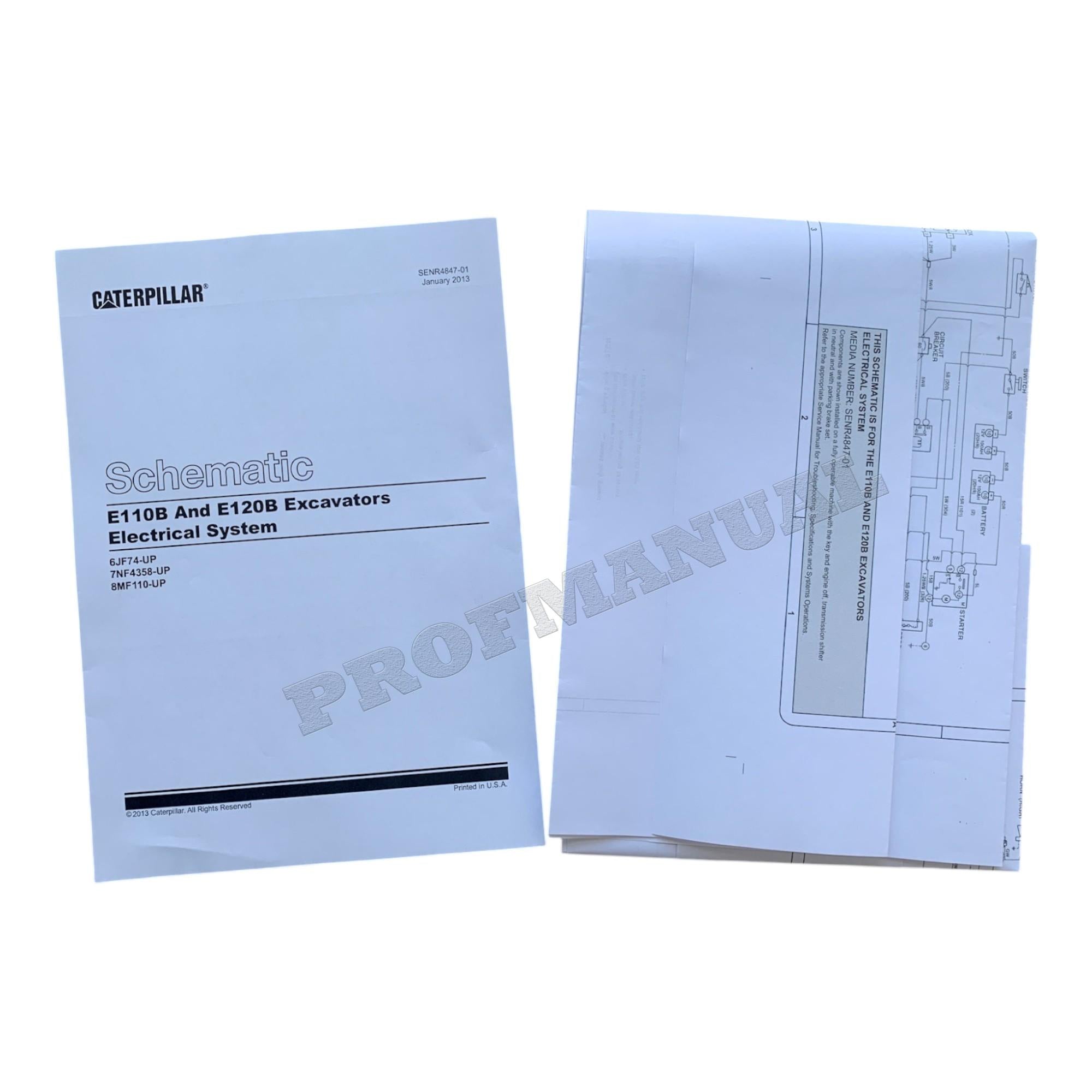 Caterpillar E110B E120B Excavator Electrical Schematic Service Manual SENR4847