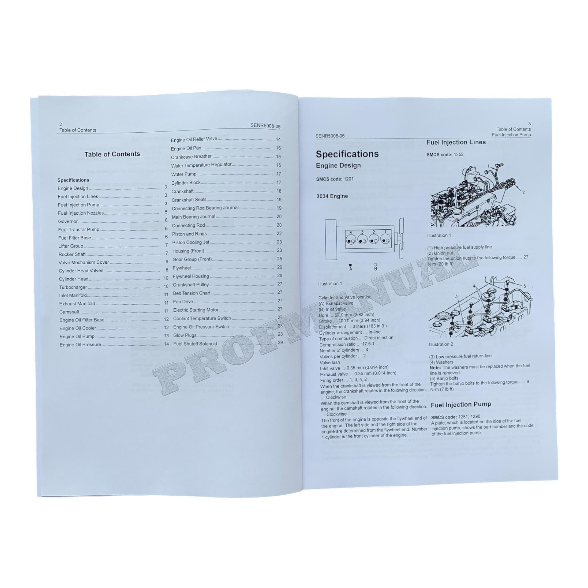 Manual de servicio del motor Caterpillar 3034 para minicargadoras 236, 246, 248, 252 y 262 *Enviar número de serie