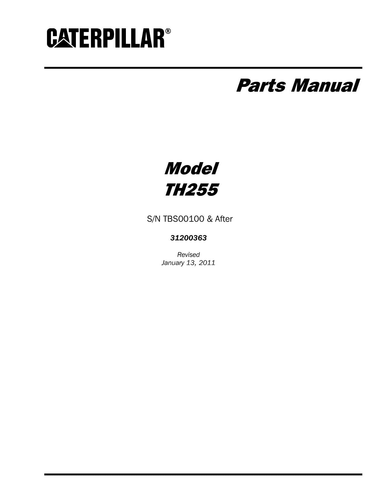Catálogo de piezas del manipulador telescópico Caterpillar TH255 Manual SN TBS y superiores