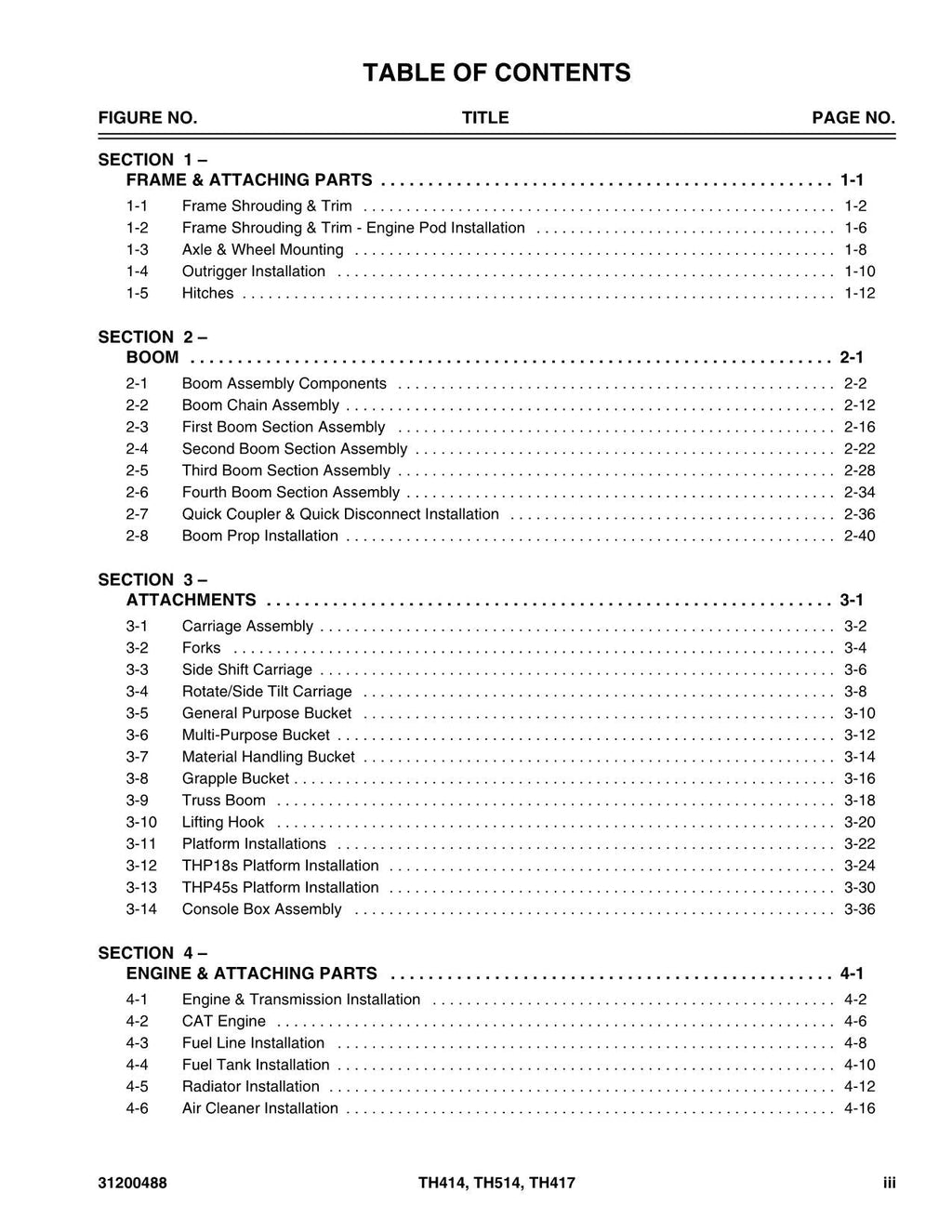 Catálogo de piezas del manipulador telescópico Caterpillar TH414 TH514 TH417 Manual