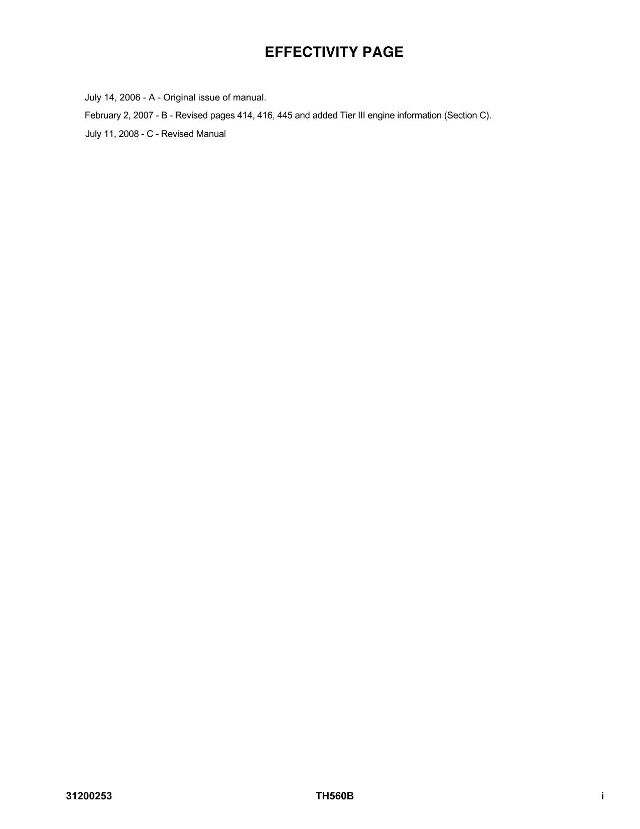Catálogo de piezas del manipulador telescópico Caterpillar TH560B Manual n.° de serie TBP00100 a TBP00208