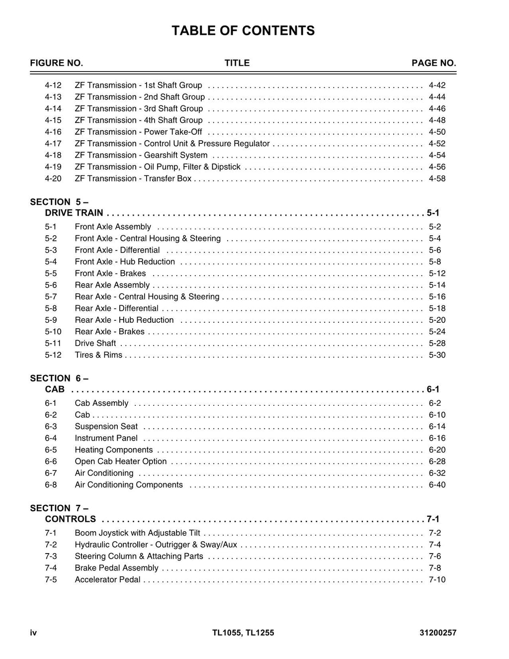 Caterpillar TL1055 TL1255 Telehandler Parts catalog Manual SN TBM- TBN-