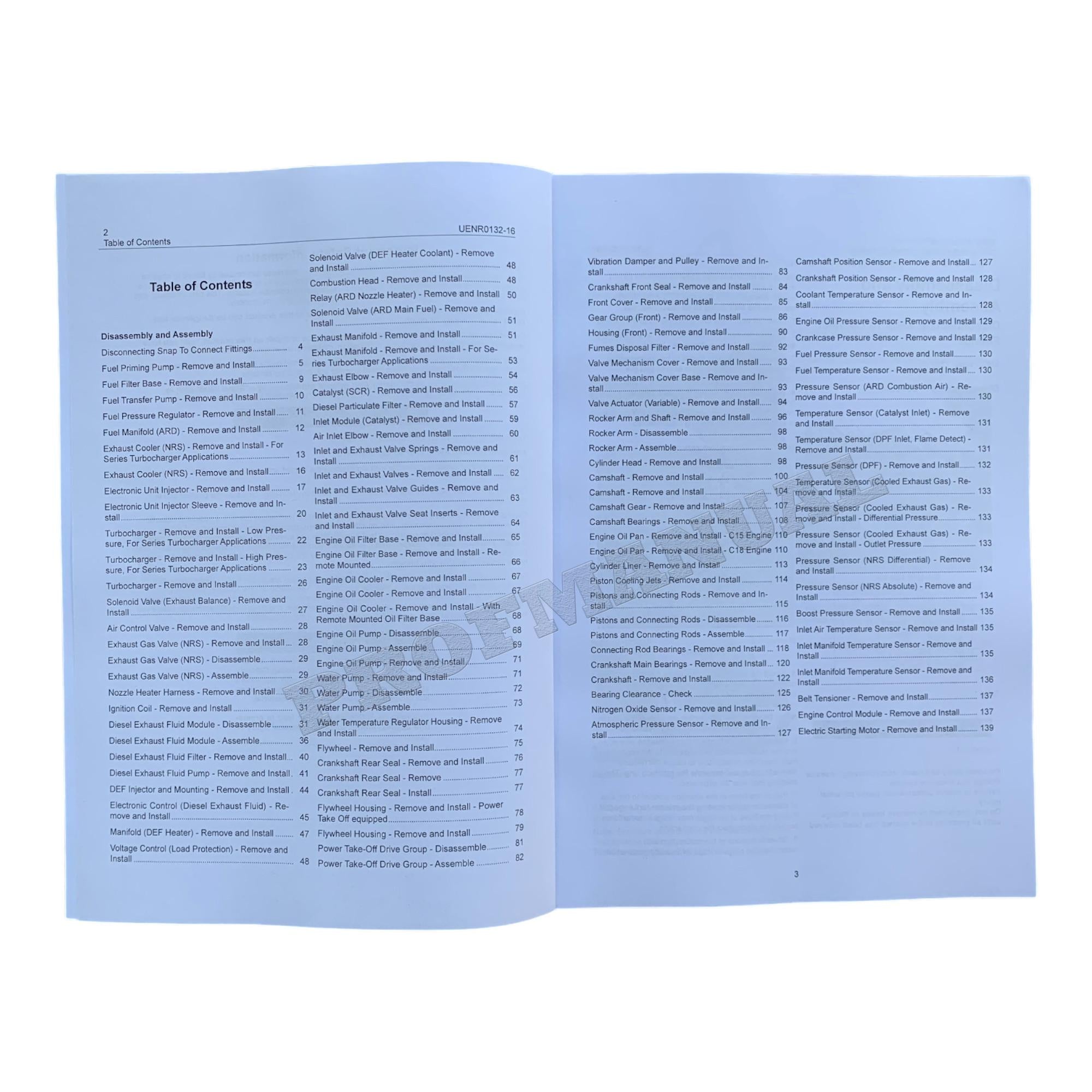 Caterpillar Cat C15 C18 ENGINE Disassembly Assembly Service Manual UENR0132
