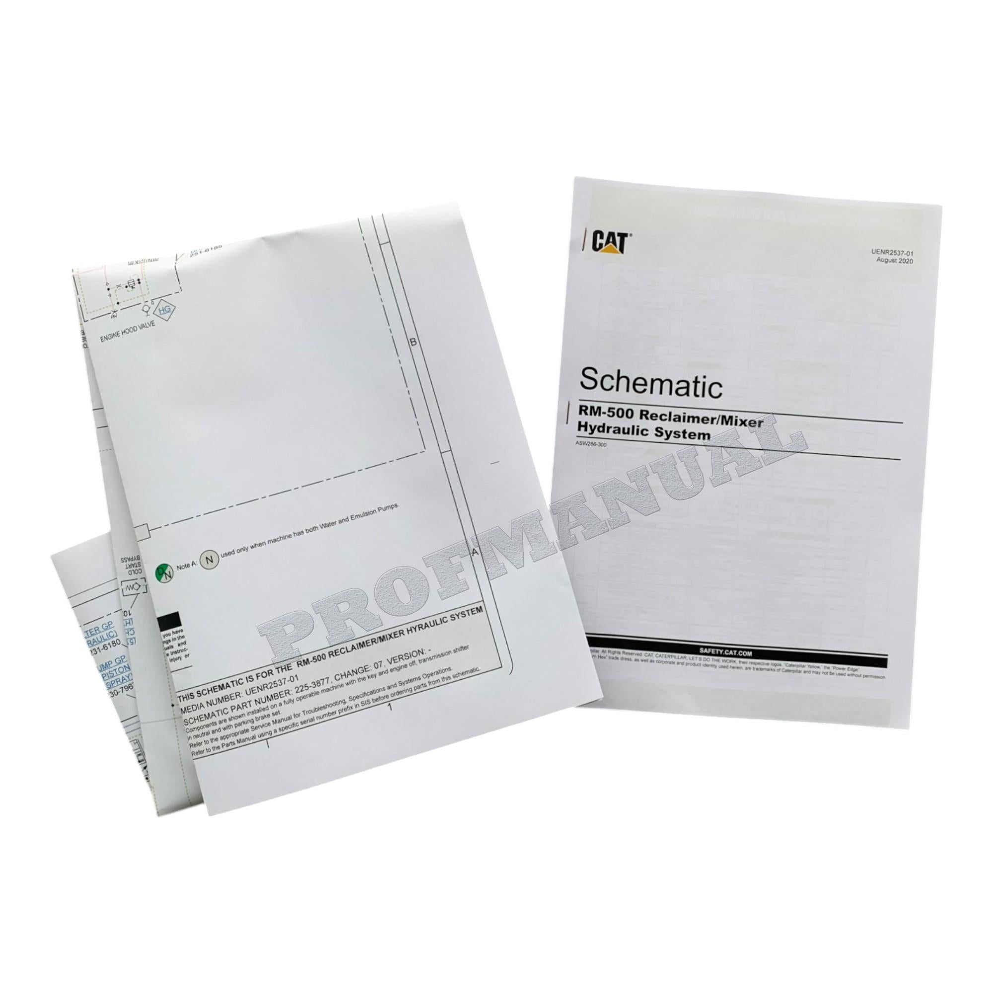 Caterpillar CAT RM-500 Reclaimer Hydraulic Schematic Service Manual ASW286-300