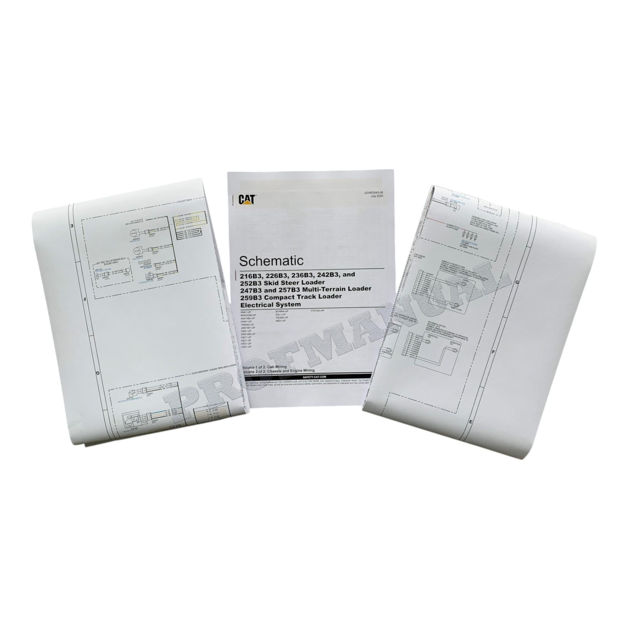 Manual de servicio del esquema eléctrico del cargador Caterpillar 216B3, 226B3, 236B3 y 242B3