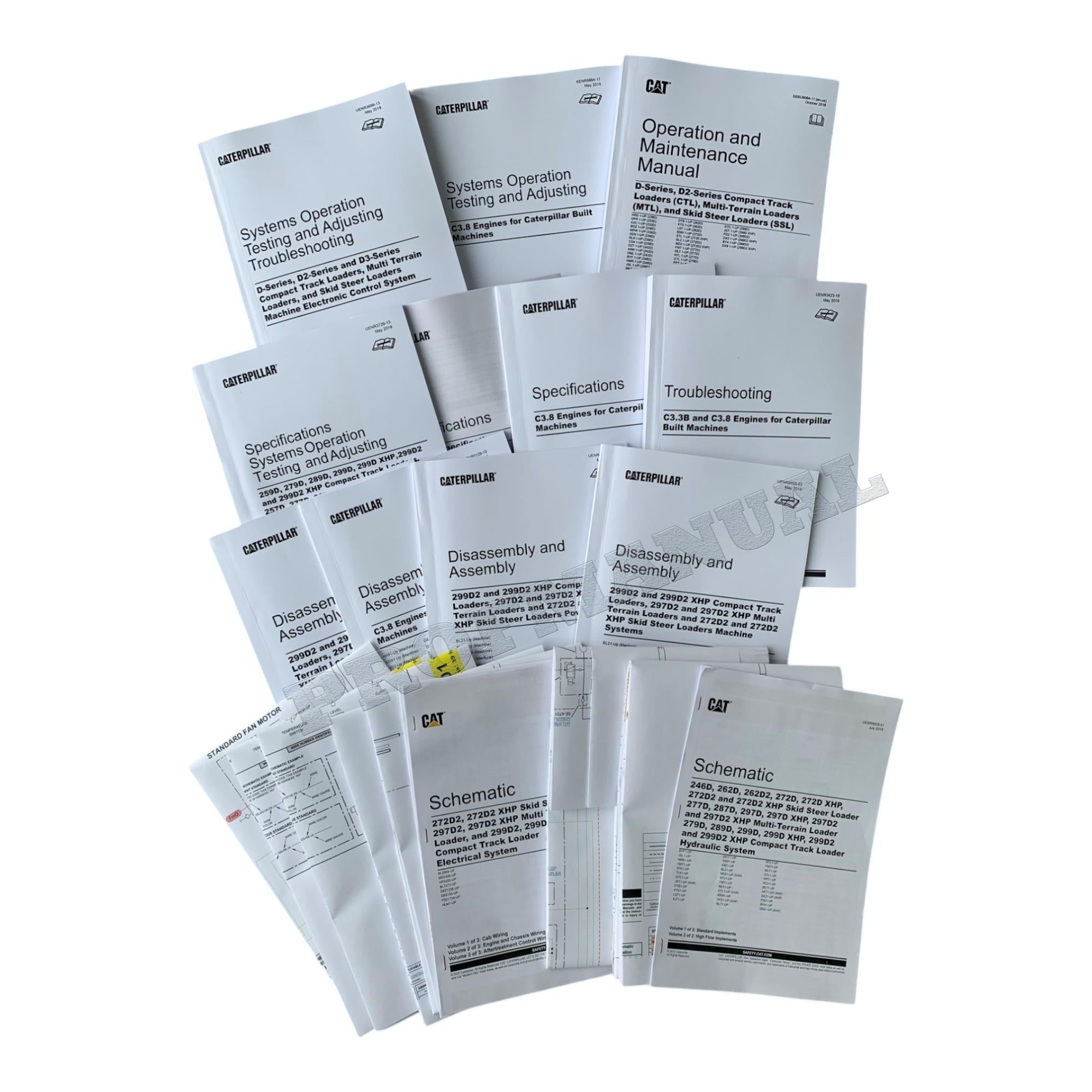 Manual de servicio completo del minicargador Caterpillar 299D2 299D XHP 299D2 XHP 14 libros