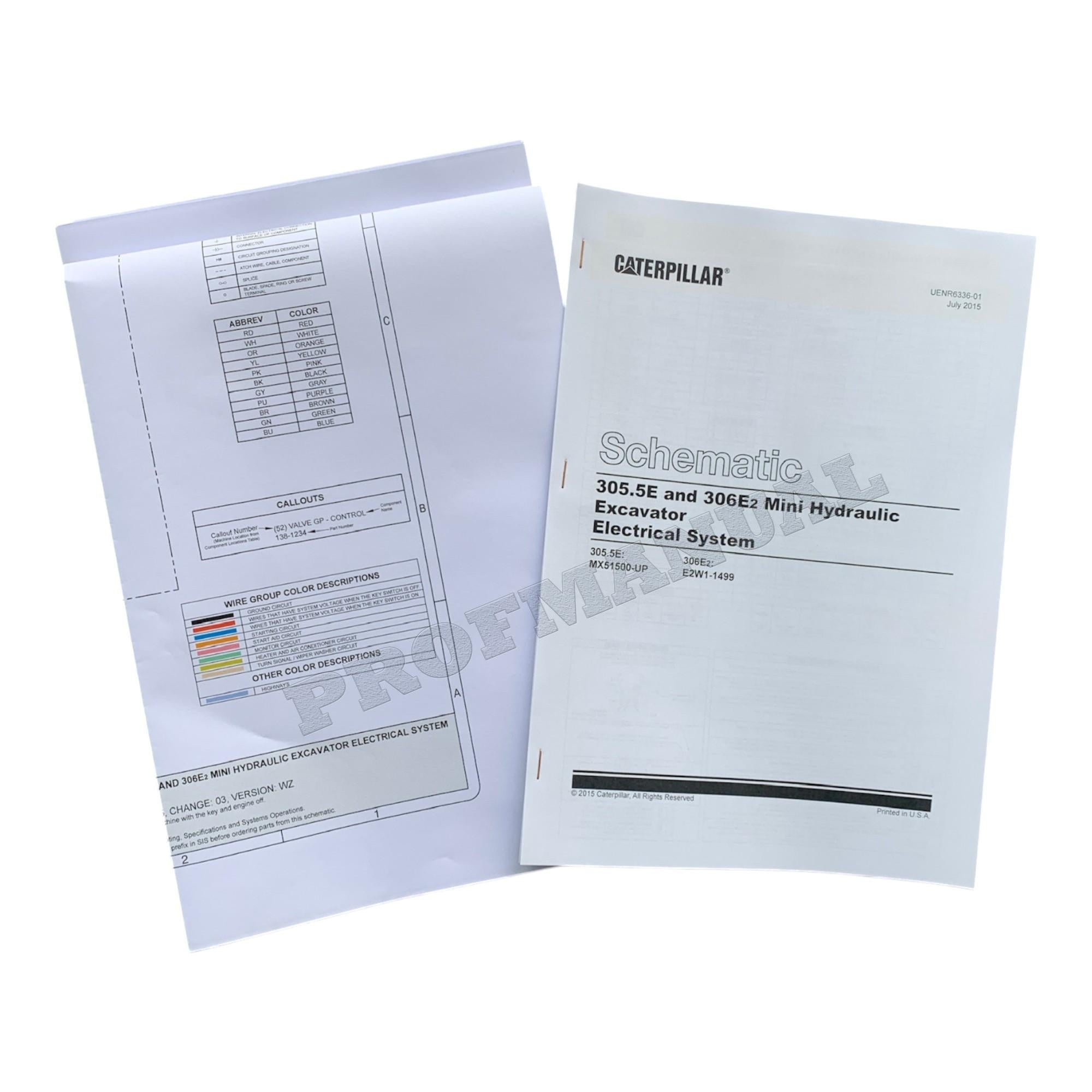 Caterpillar 305.5E 306E2 Mini Excavator Electric System Schematic Service Manual