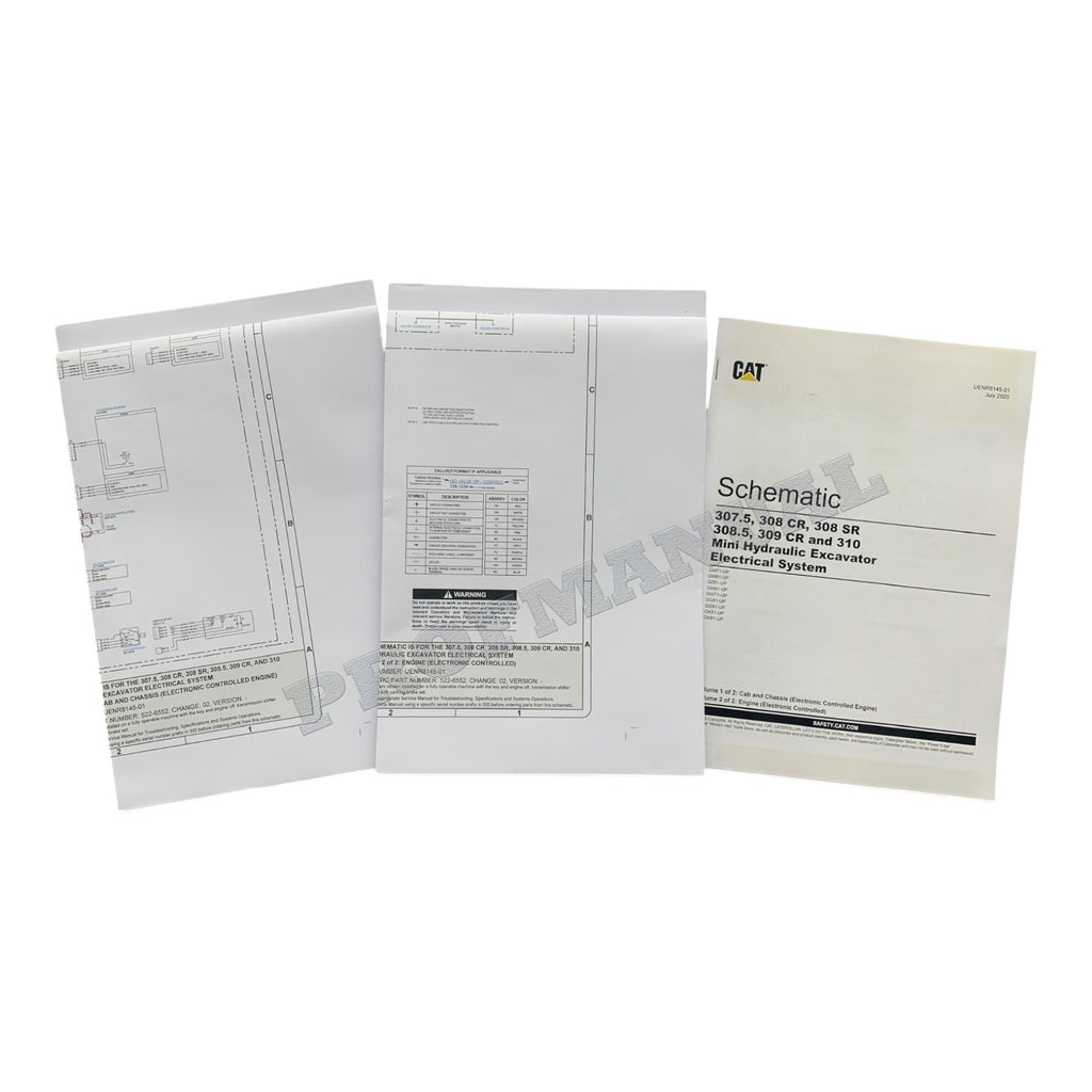 Manual de servicio completo de la excavadora Caterpillar 308 CR 12 libros + 2 hojas *Enviar número de serie