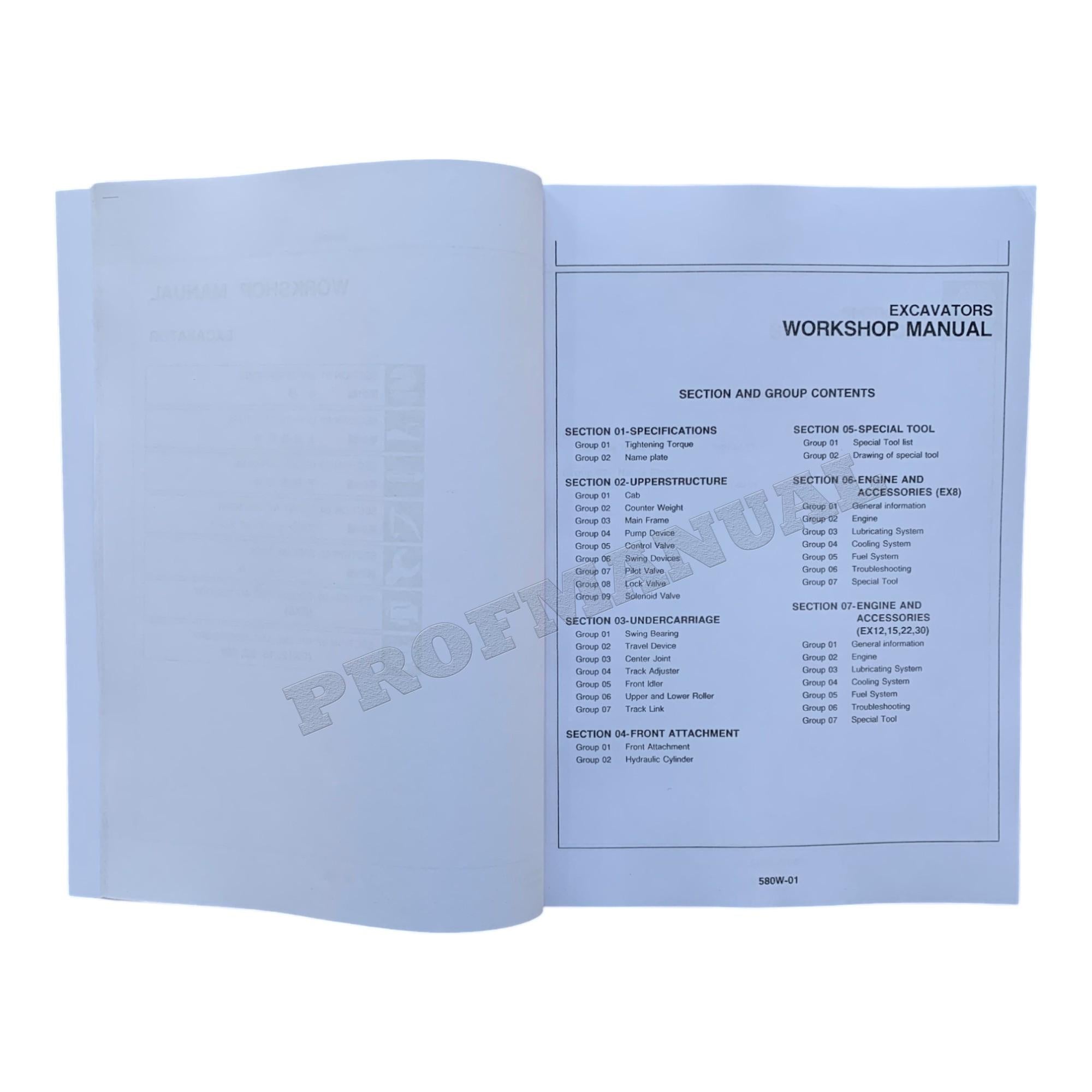 Manual de servicio y reparación de excavadoras Hitachi EX8 EX12 EX15 EX22 EX30
